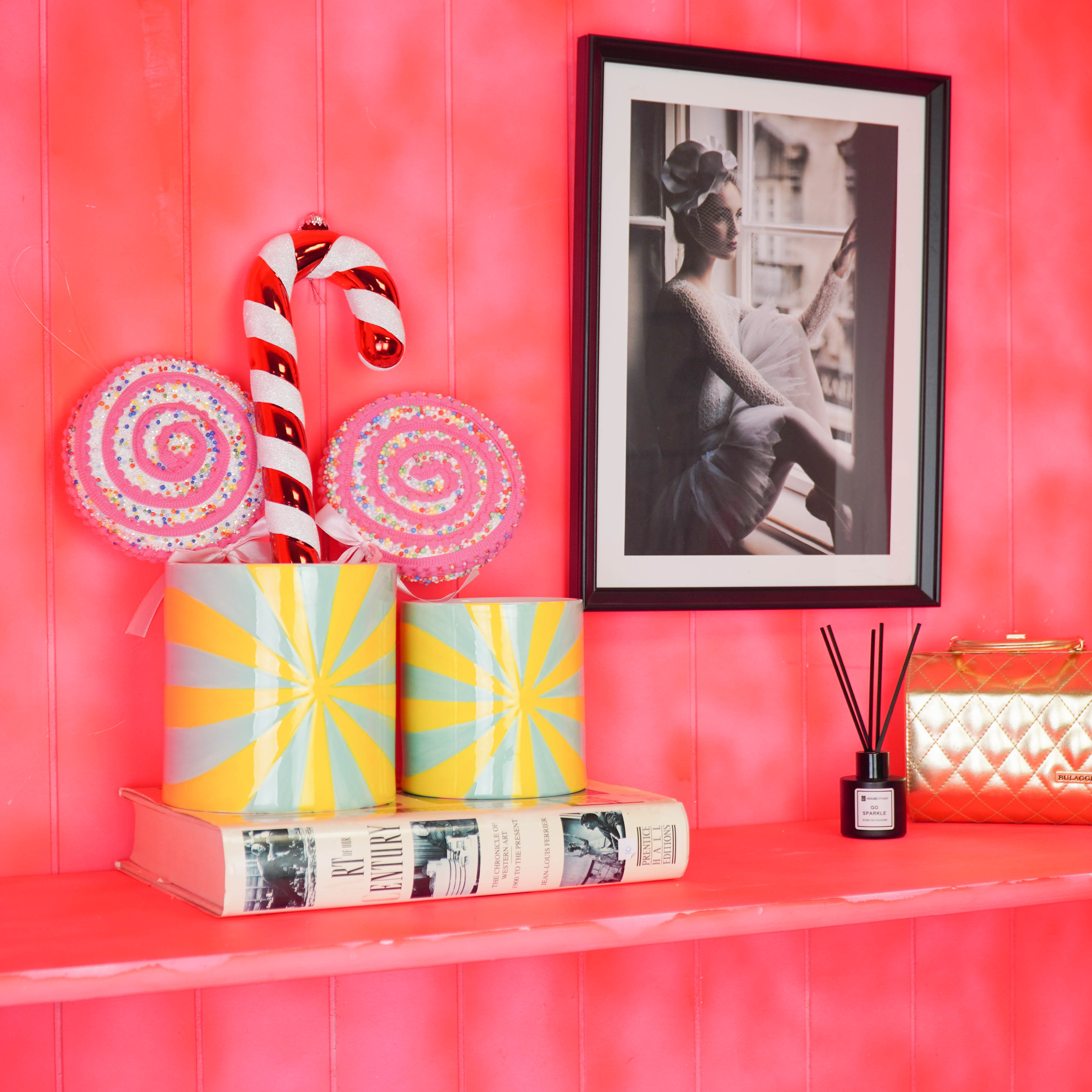 Pot - Planten Pot Swirl - Dolomiet - Geel/ Groen - 12.5x12.5x13cm