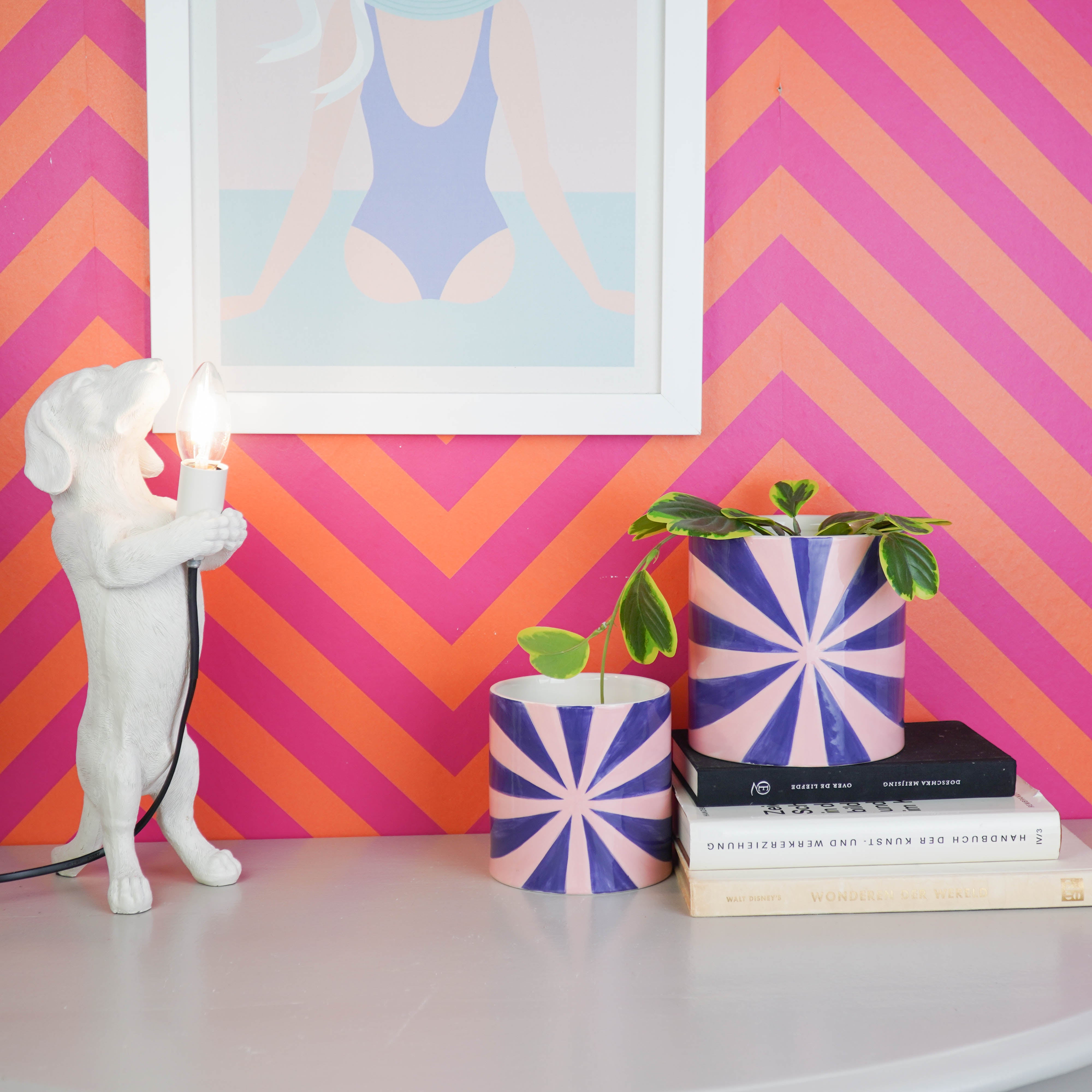 Pot - Planten Pot Swirl - Dolomiet - Paars/ Roze - 12.5x12.5x13 cm