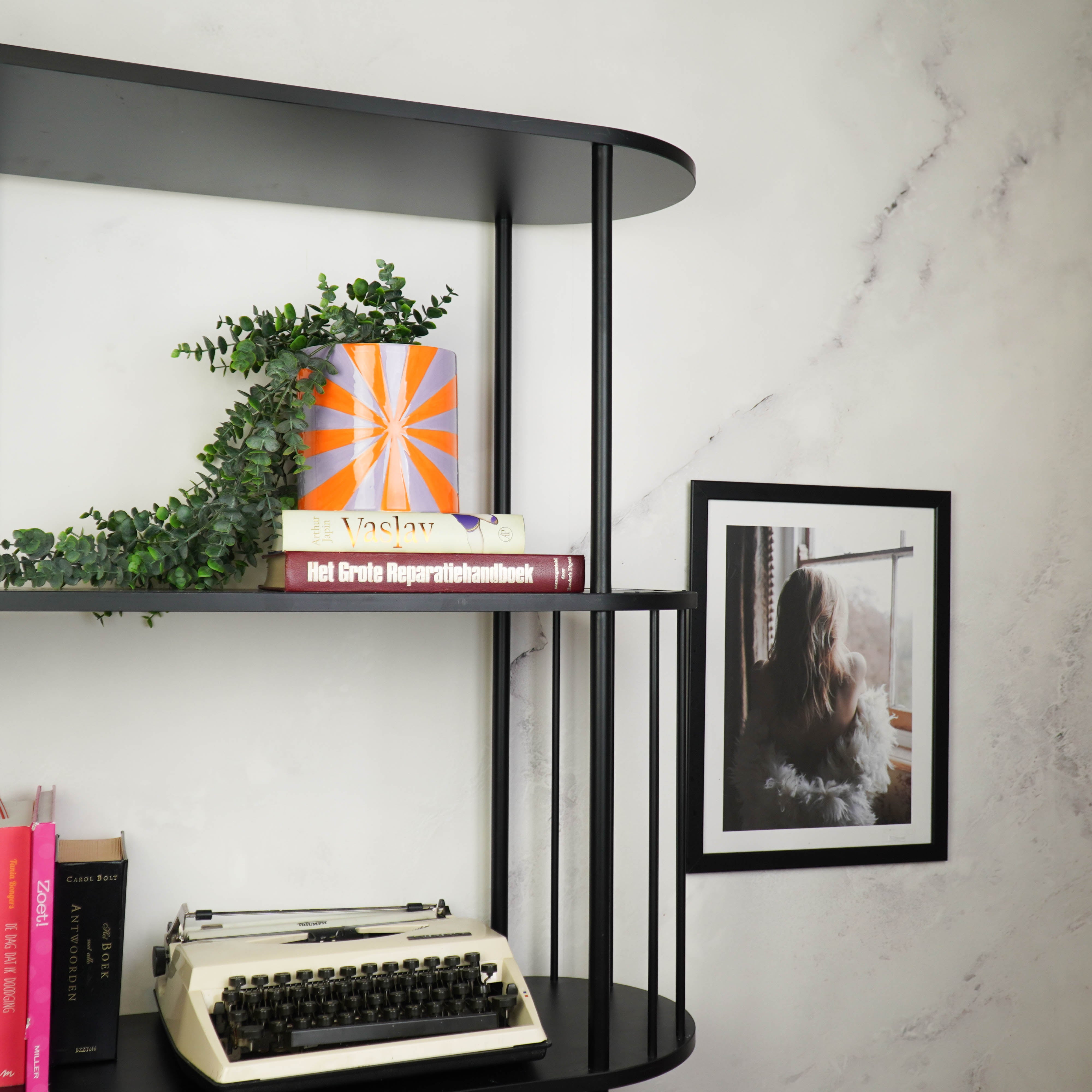 Pot - Planten Pot Swirl - Dolomiet - Oranje/ Lila- 12.5x12.5x13 cm