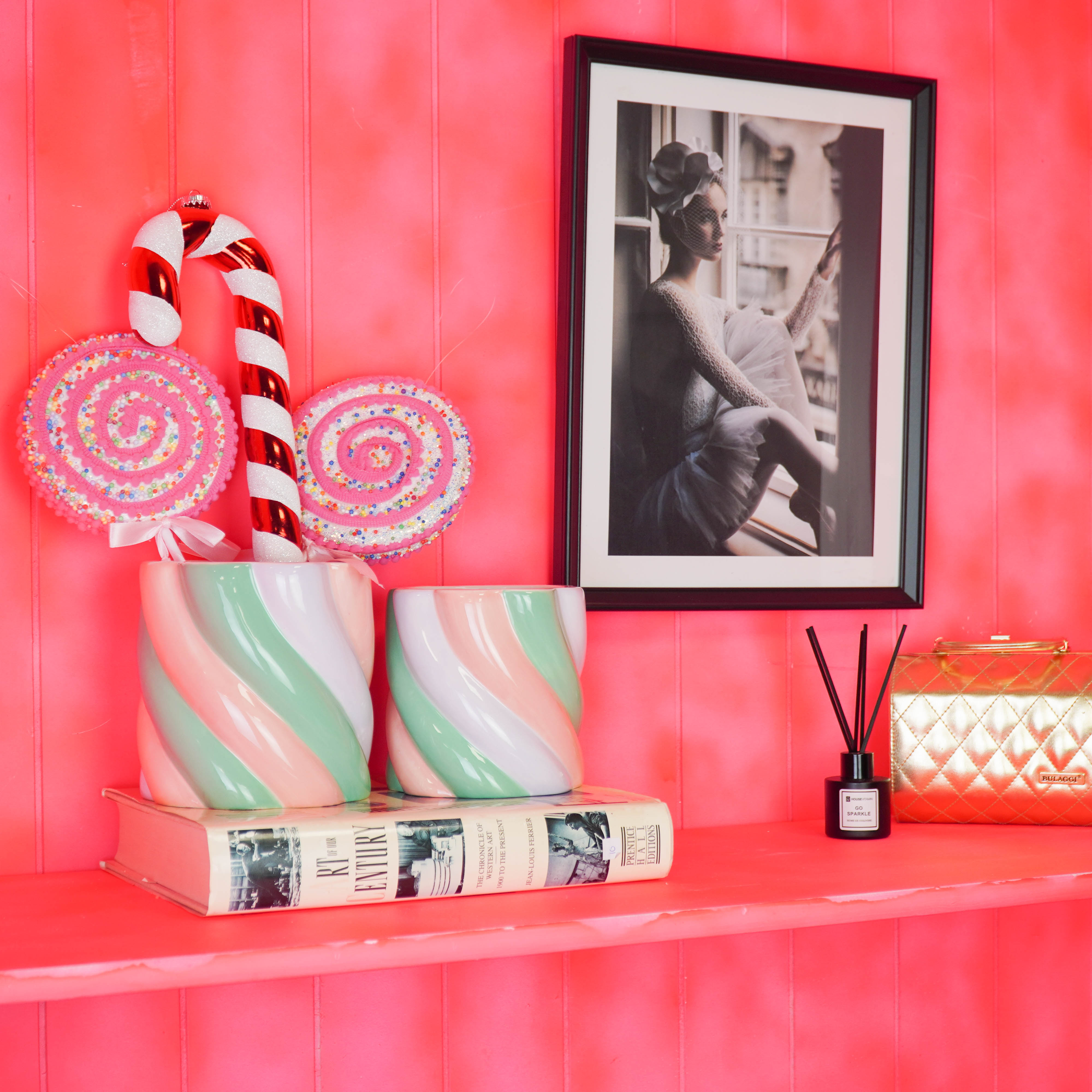 Pot - Planten Pot Kabelspek - Dolomiet - Roze/Lila /Groen - 12.5x12.5x13 cm