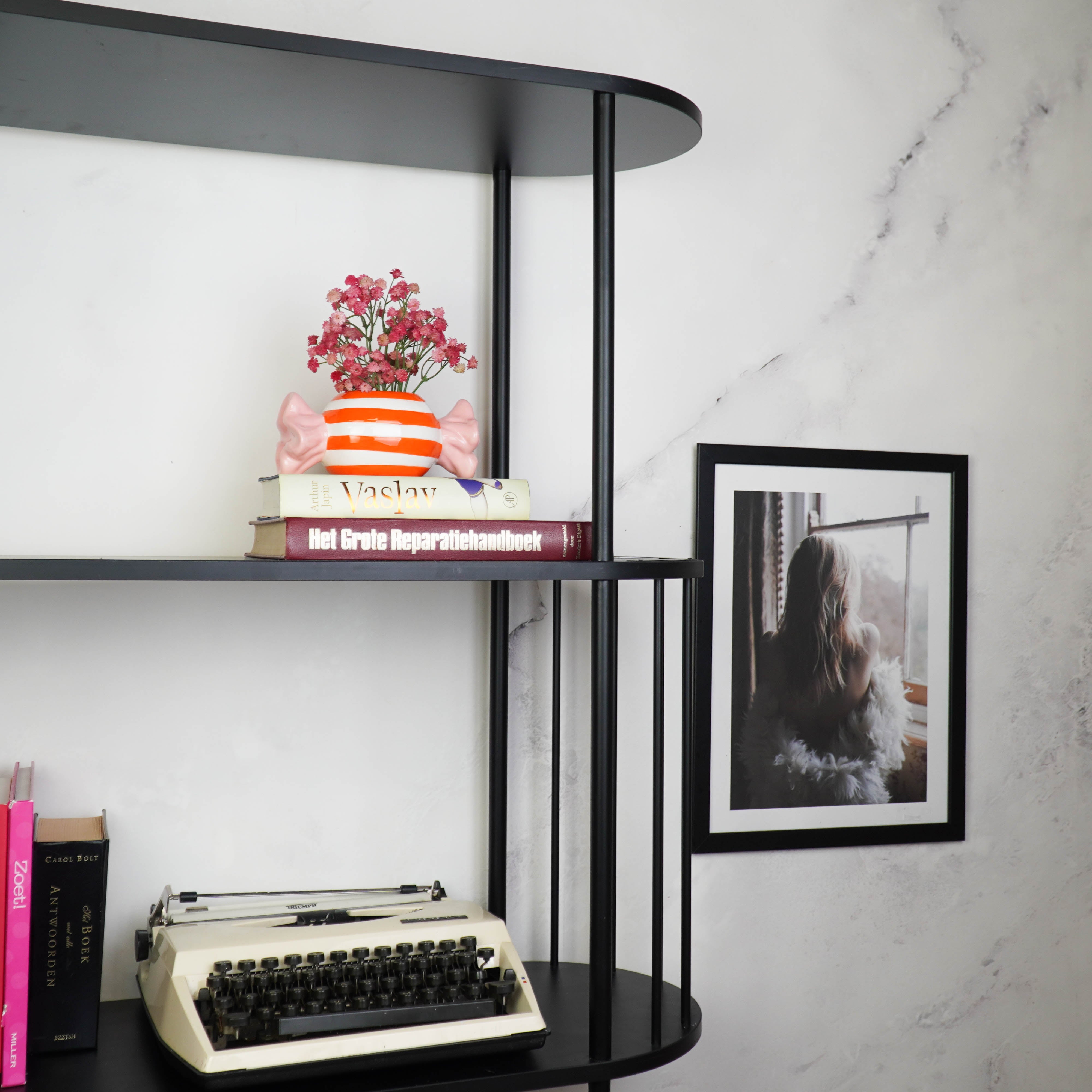 Pot - Planten Pot Snoepje - Dolomiet - Roze/Oranje -  21x9.5x9.5 cm