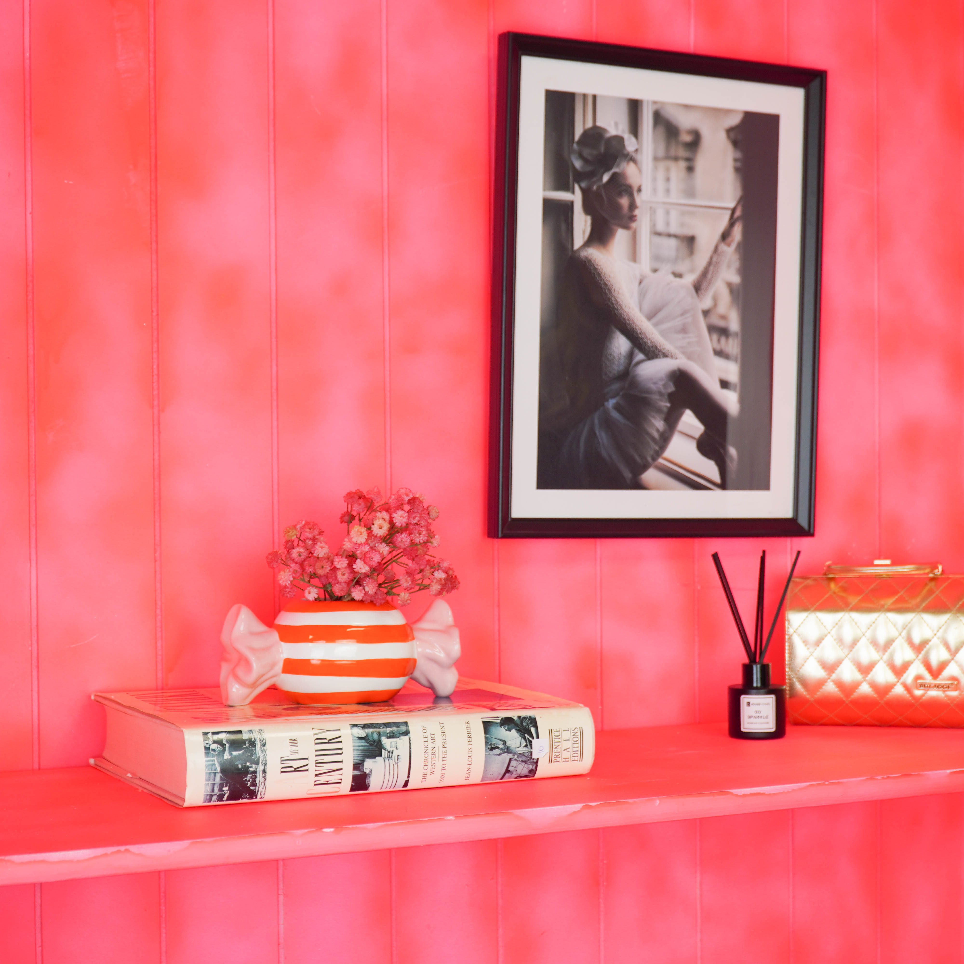 Pot - Planten Pot Snoepje - Dolomiet - Roze/Oranje -  21x9.5x9.5 cm