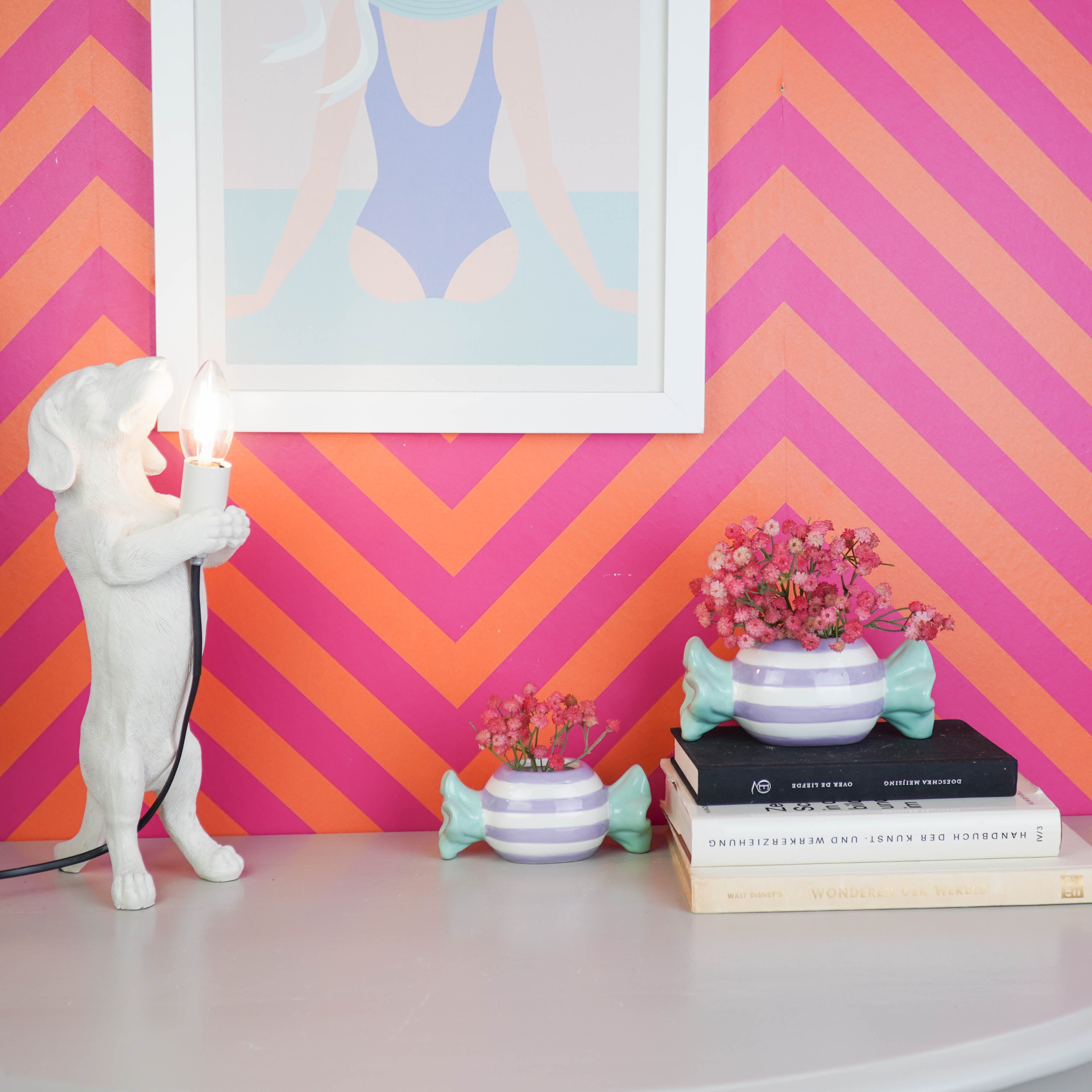 Pot - Planten Pot Snoepje - Dolomiet - Groen/ Lila - 12.5x6x6 cm