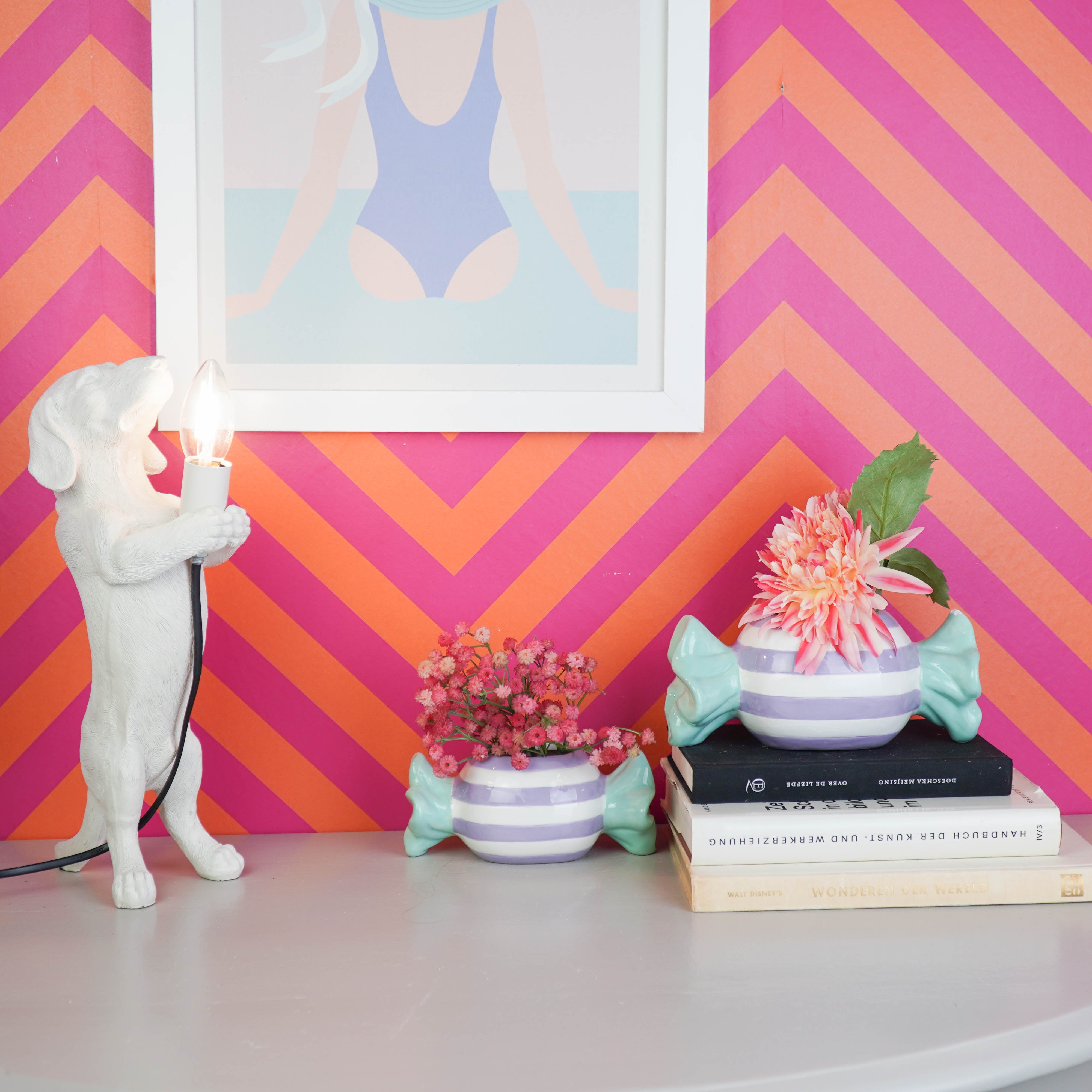 Pot - Planten Pot Snoepje - Dolomiet - Groen/ Lila -  21x9.5x9.5 cm