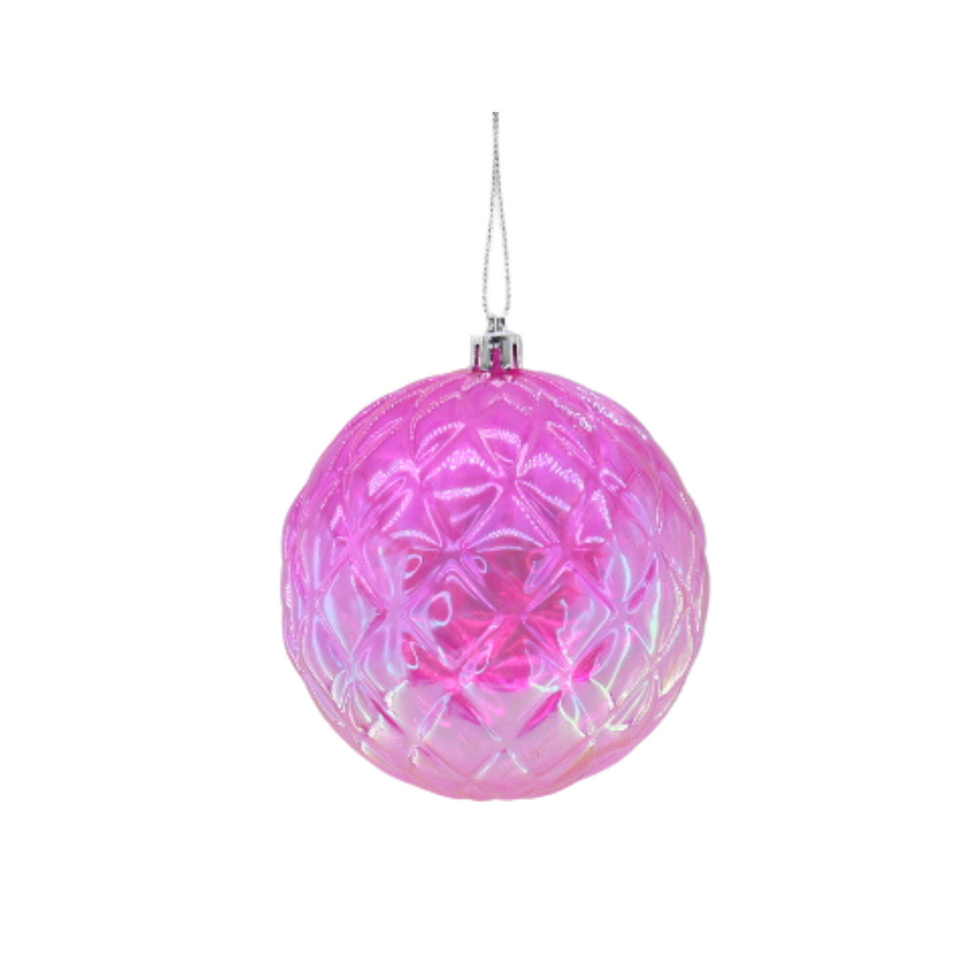 Kersthanger -  Kerstbal - Kunststof - Roze Iridescent- 10x10cm