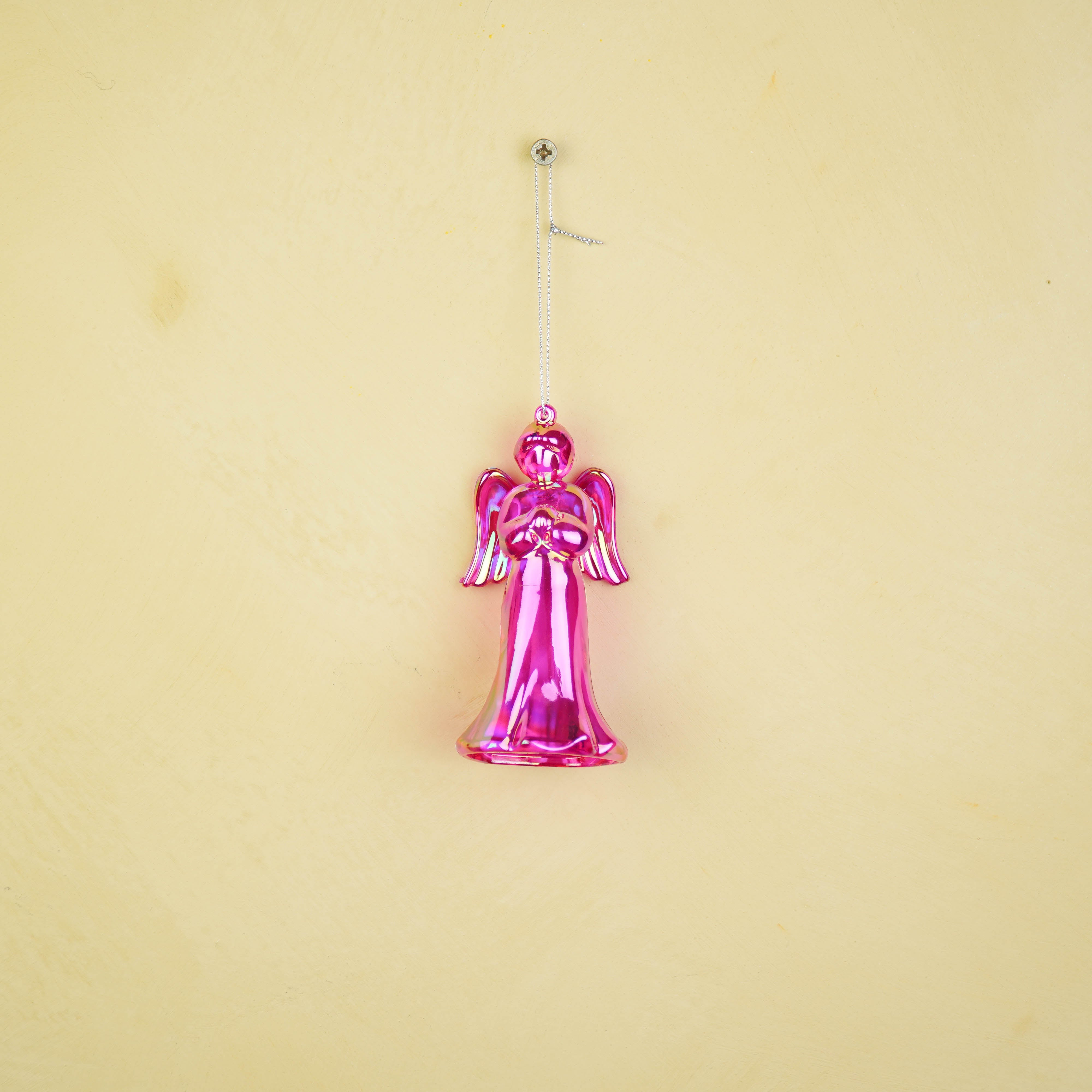 Kersthanger -  Engel - Kunststof - Roze -  6x5,5x11 cm