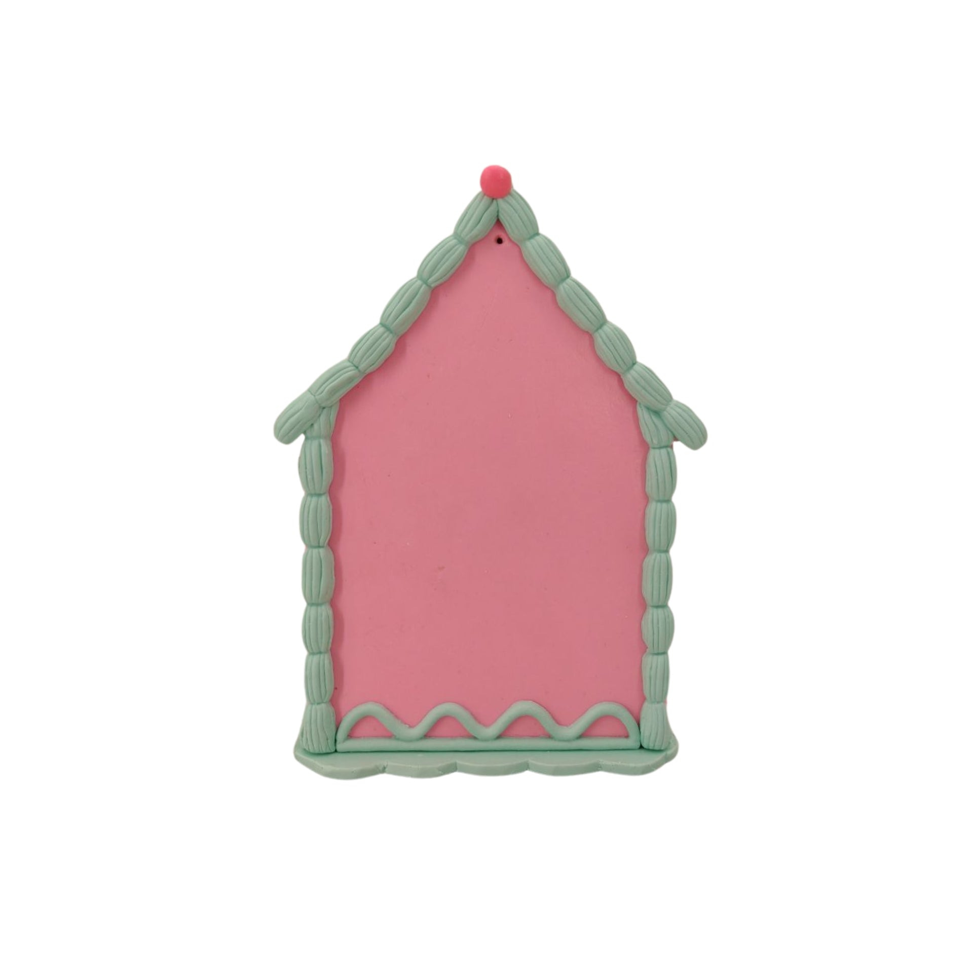 Kerst Decoratie -Led Lamp Snoephuis - Klei - Roze/Mint - 13x18,5 cm
