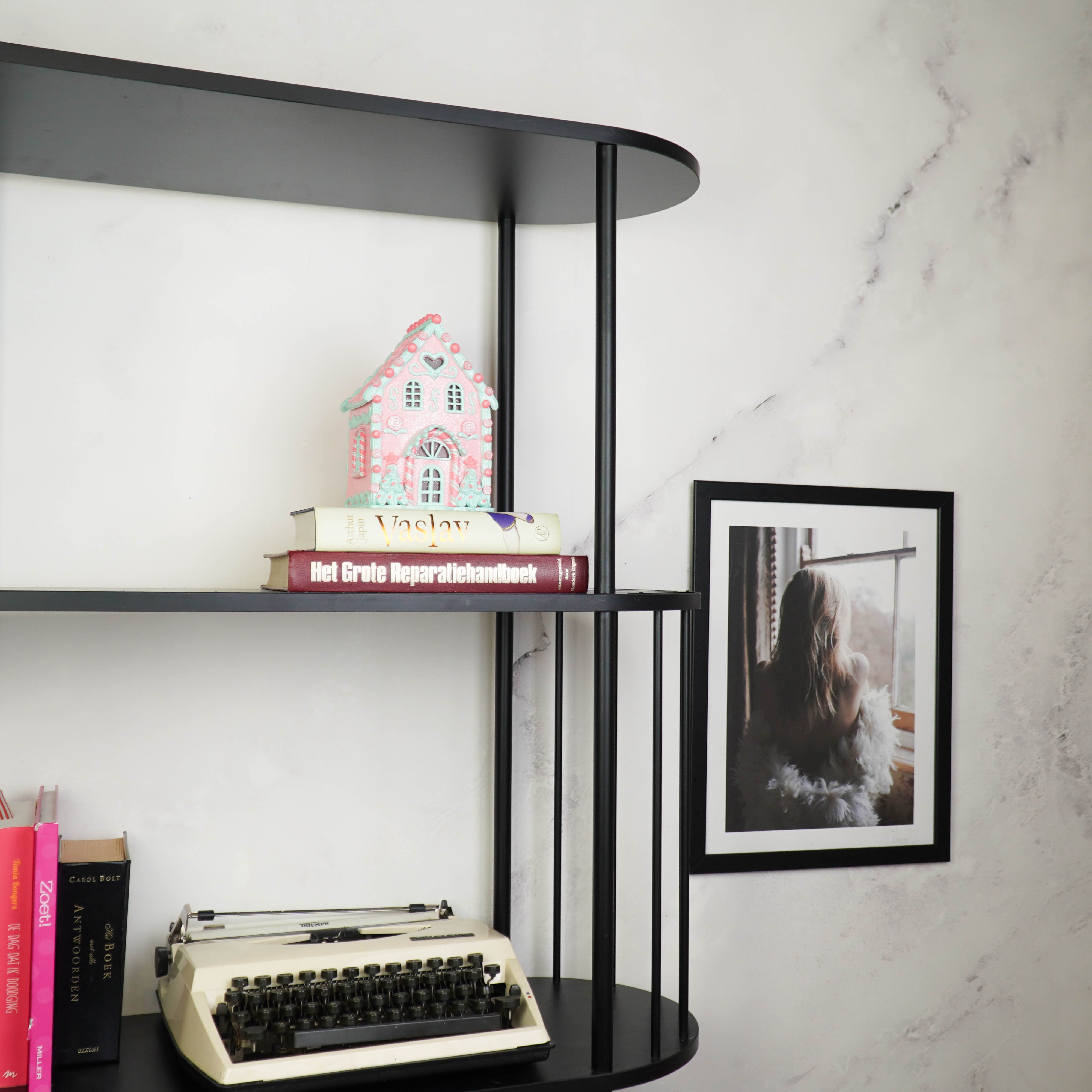 Kerst Decoratie -Led Lamp Snoephuis - Klei - Roze/Mint - 13x18,5 cm