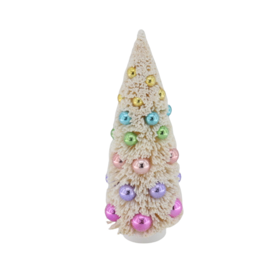Kerstboom - Kunst Kerstboom met gekleurde ballen -  Sisal/ Kunststof -Beige / Multicolour  -