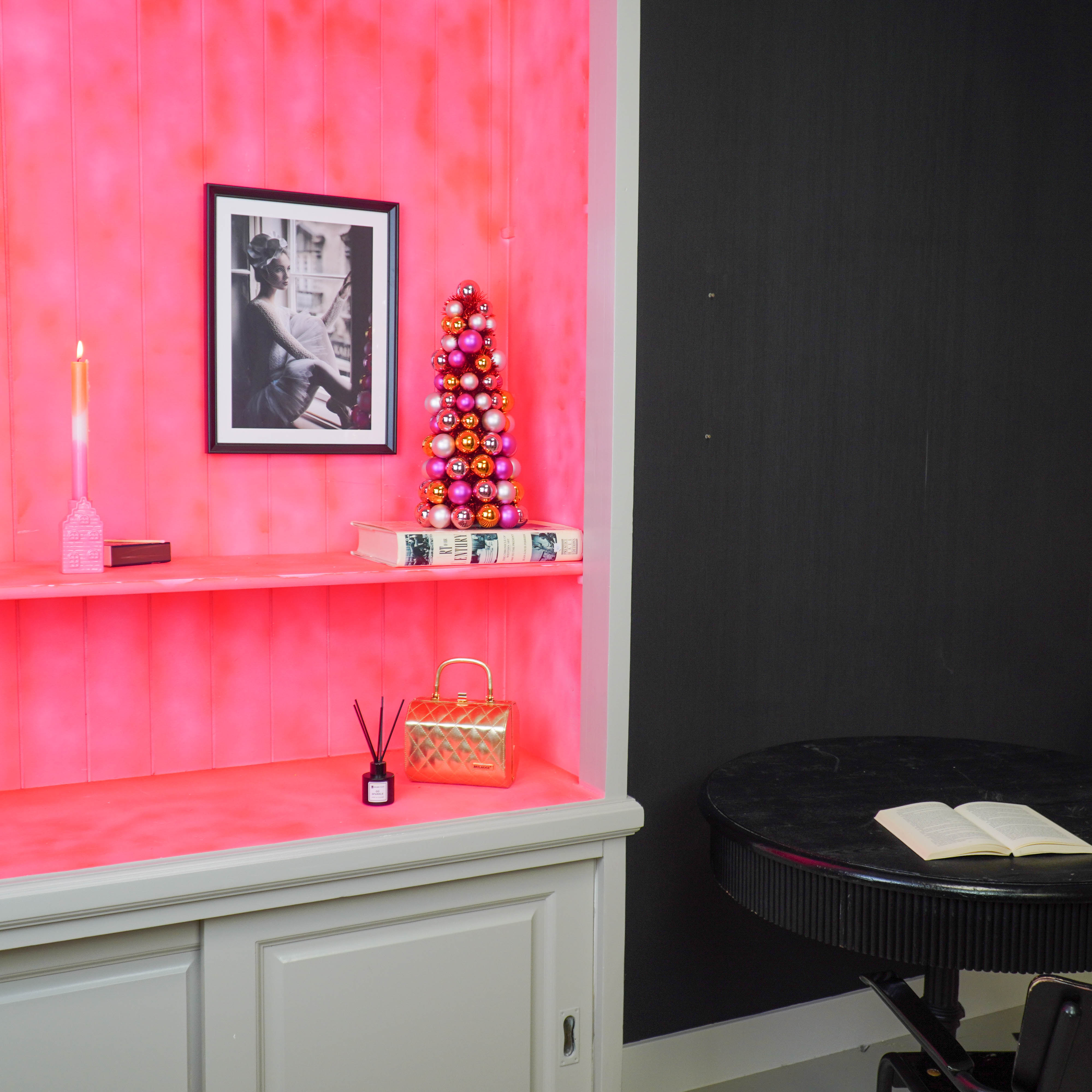 Kerst Decoratie -  Kerstballen Kerstboom - Kunststof - Roze/Oranje  - 19x41 cm