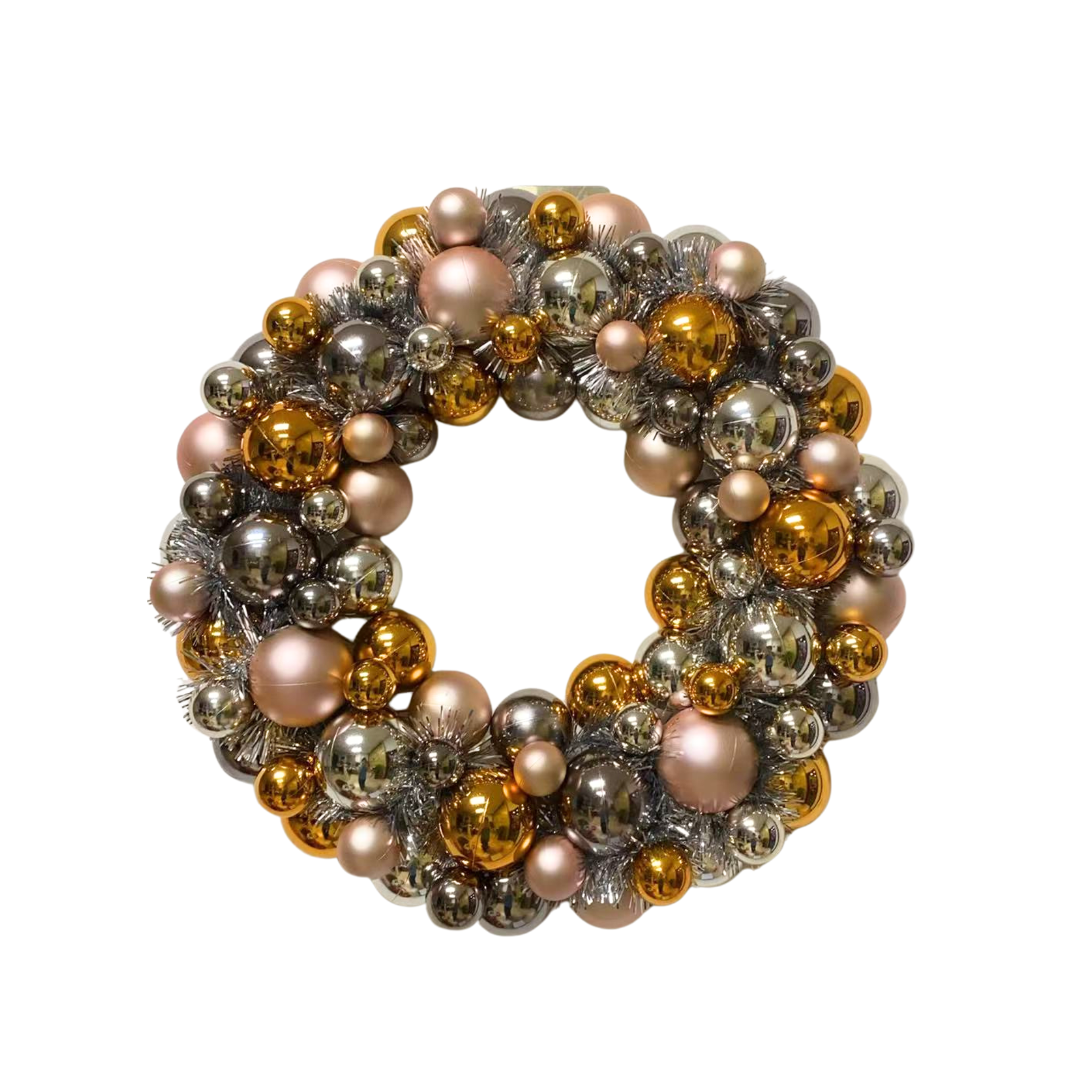 Kerstversiering -  Kerst Krans Kerstballen -  Kunststof - Taupe - 34x10 cm