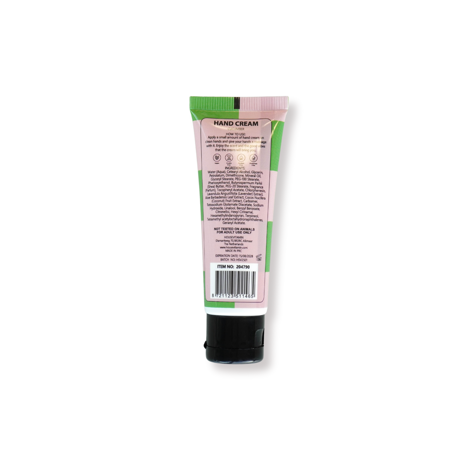 Handcrème- Vegan Handcrème Mini Tube- Komkommer - 30ml