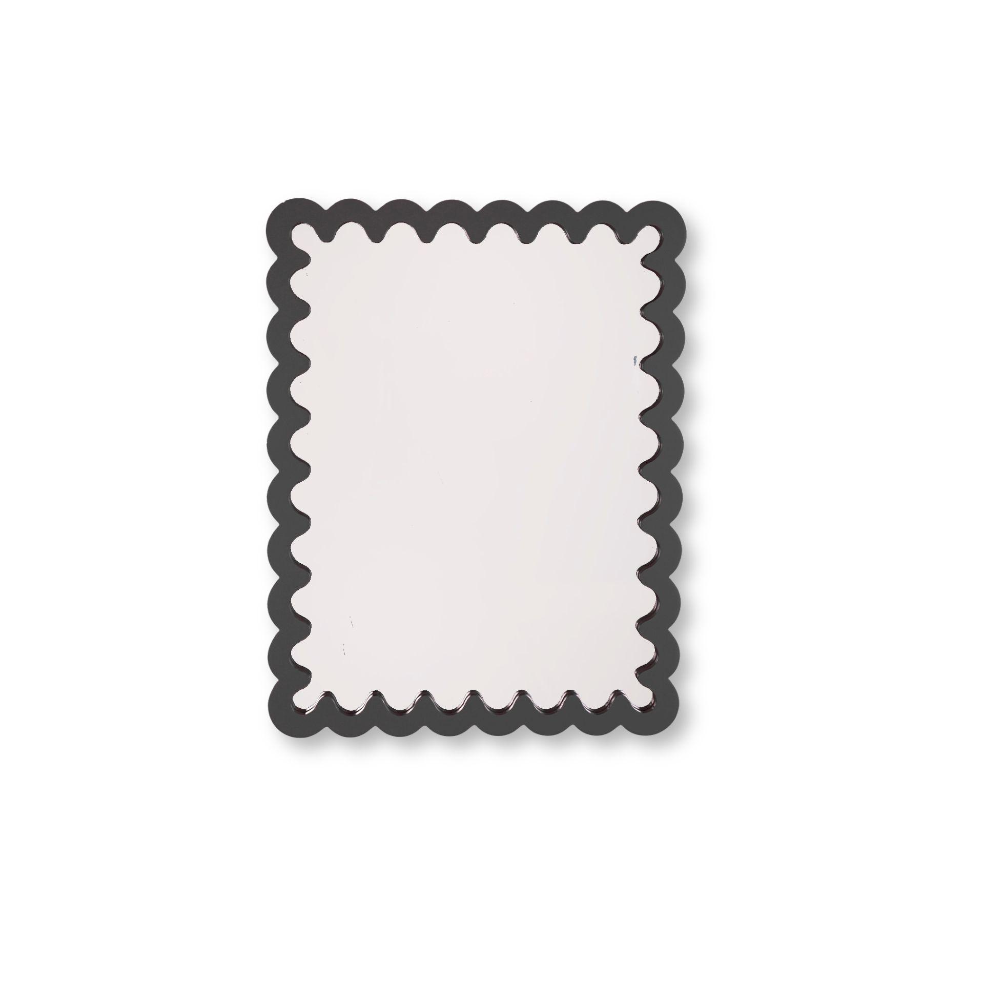 Spiegel - Wand Spiegel met Golvende Rand - MDF - Zwart - 24x33x1.5cm