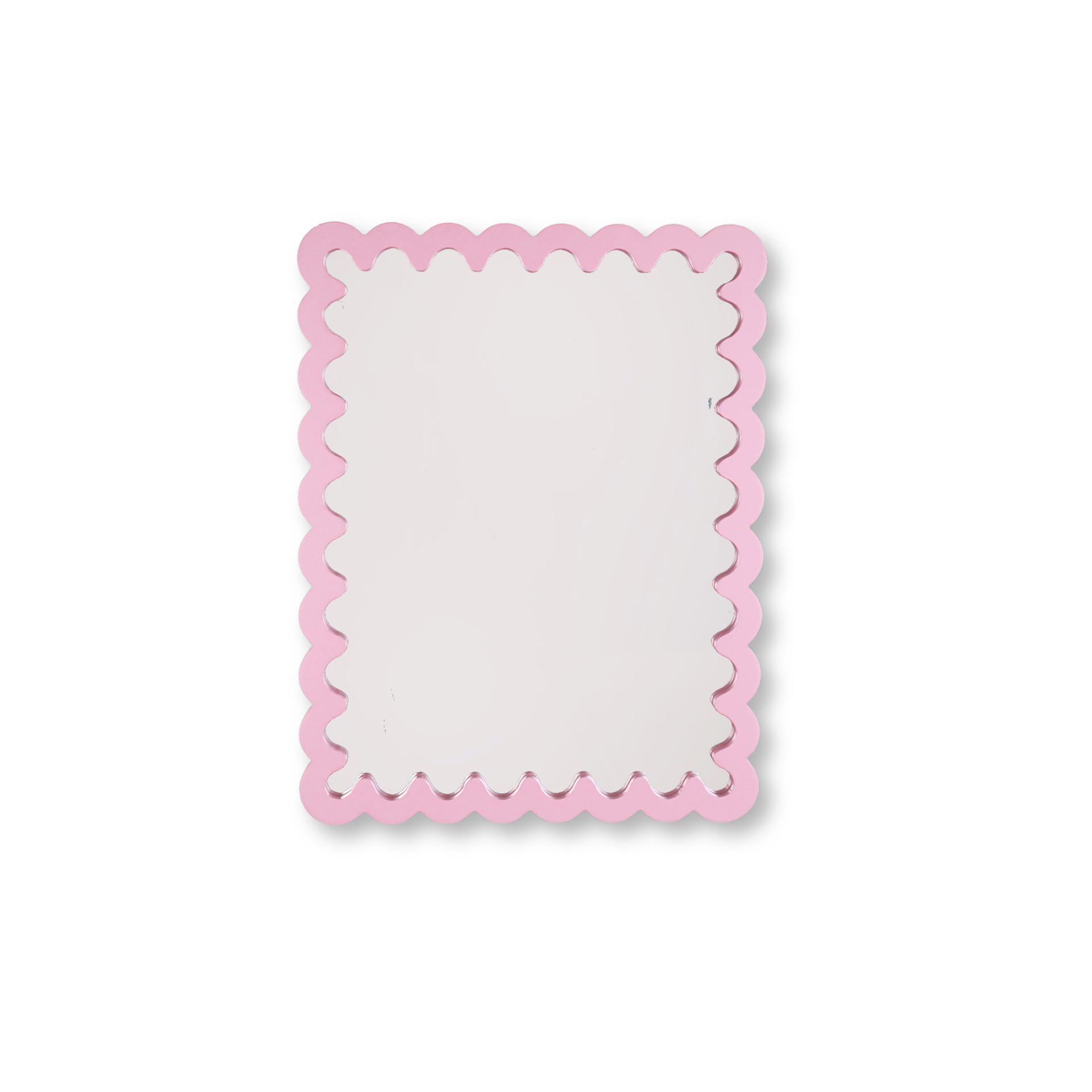 Spiegel - Wand Spiegel met Golvende Rand - MDF - Lichtroze - 24x33x1.5cm