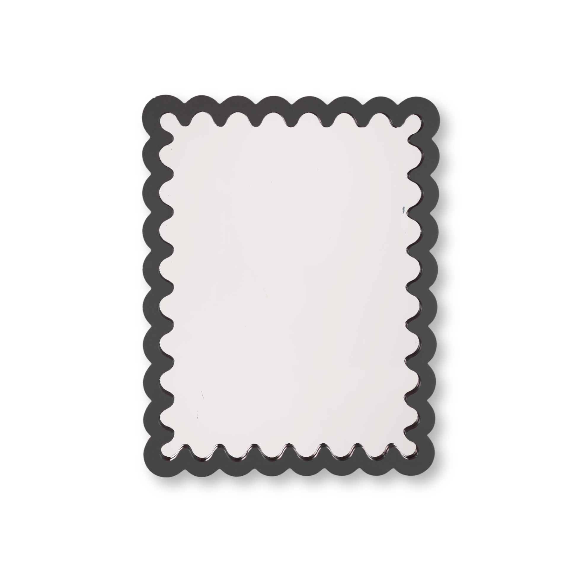 Spiegel - Wand Spiegel met Golvende Rand - MDF - Zwart - 33x43x1.5cm