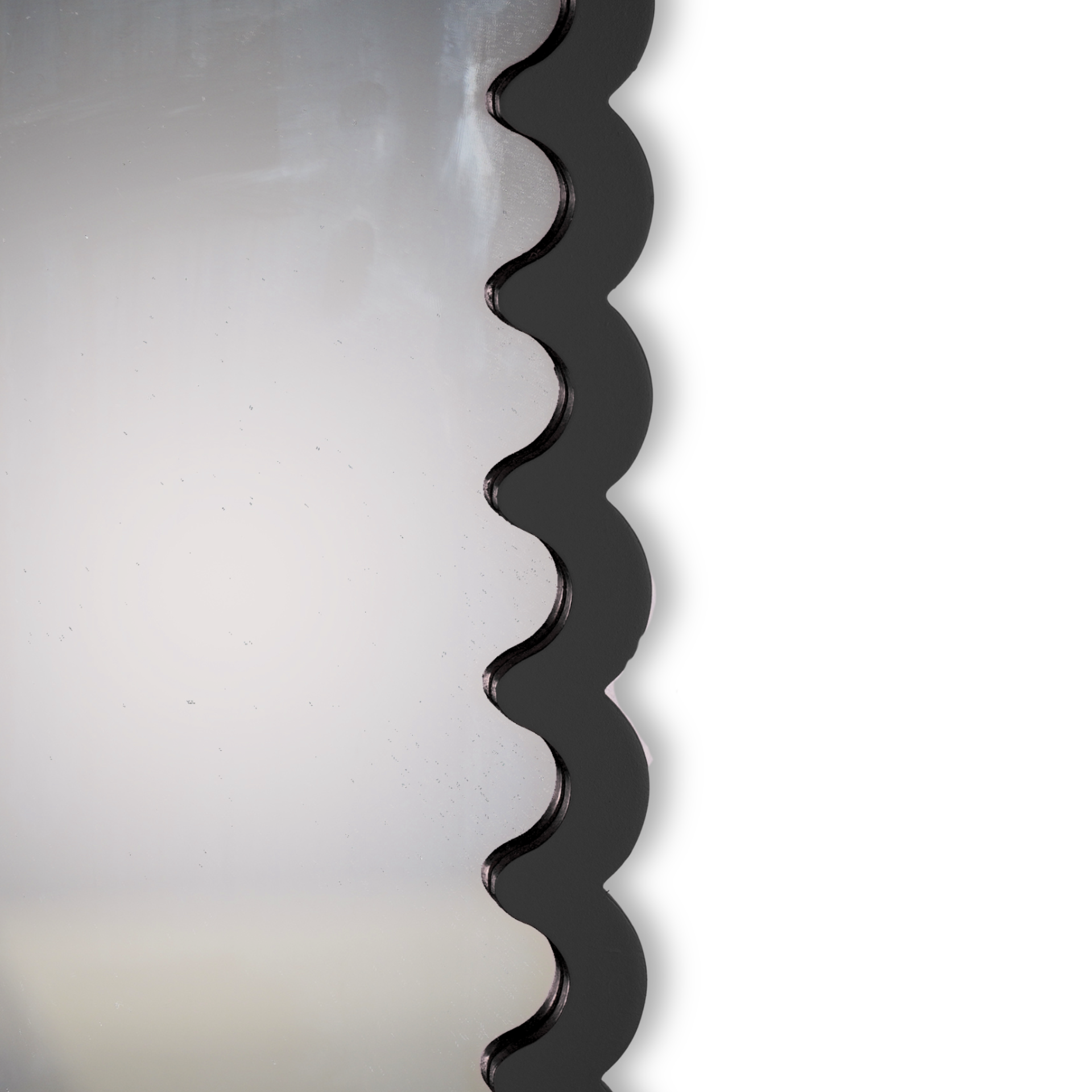 Spiegel - Wand Spiegel met Golvende Rand - MDF - Zwart - 33x43x1.5cm