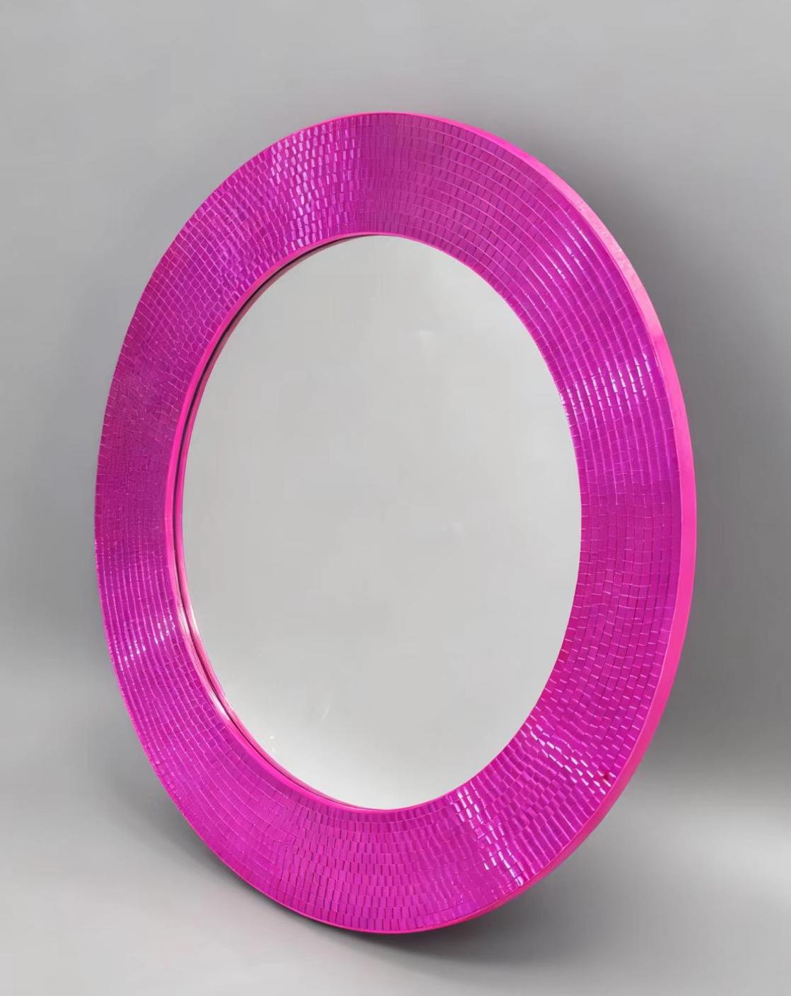 Spiegel - Wandspiegel Discosteentjes - Roze - 40x1x40cm