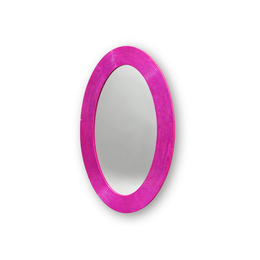 Spiegel - Wandspiegel Discosteentjes - Roze - 60x1x40cm