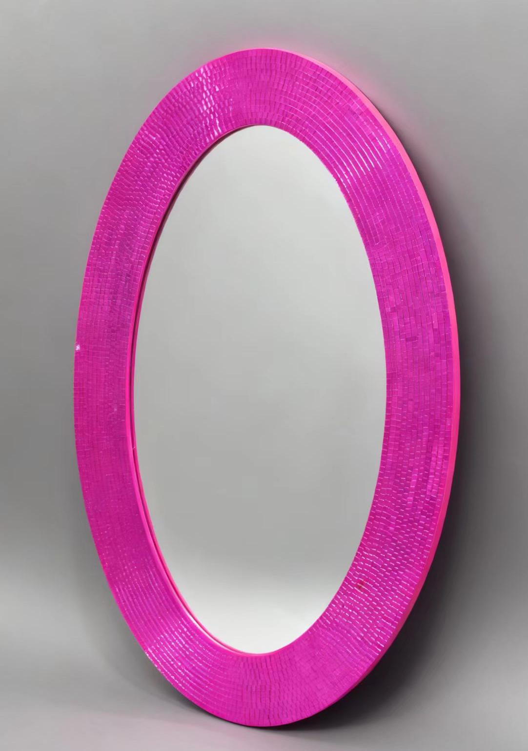 Spiegel - Wandspiegel Discosteentjes - Roze - 60x1x40cm