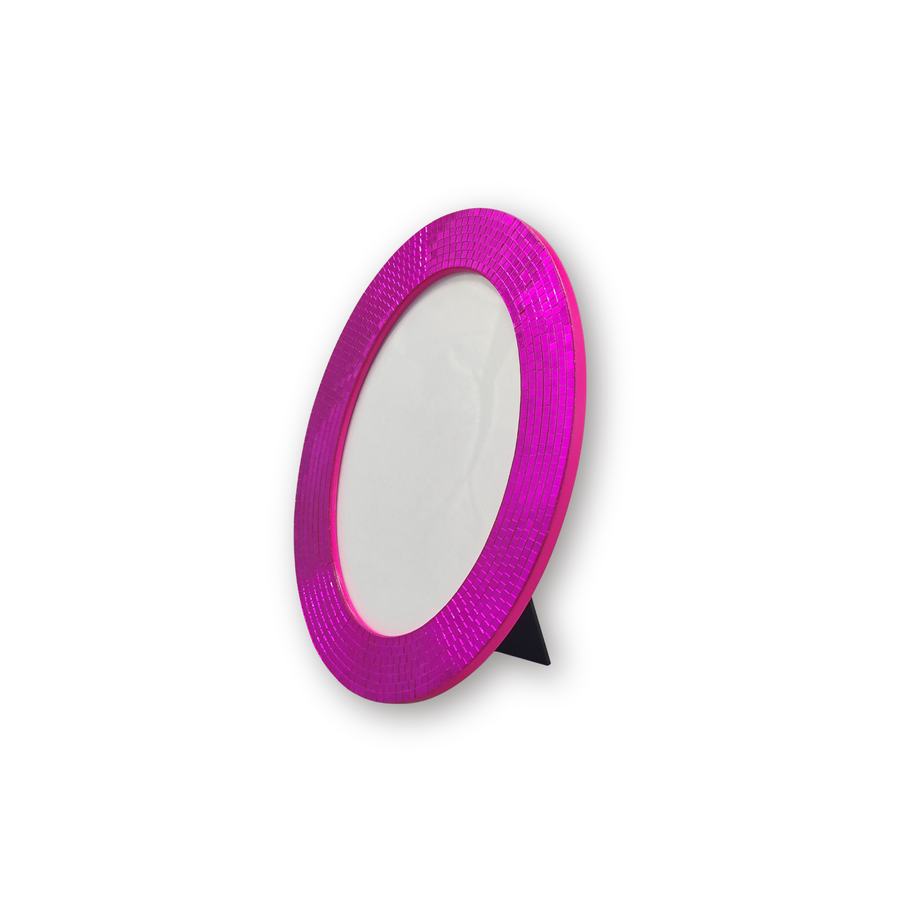 Fotolijst - Ovaal met Discosteentjes - Roze - 22.5x29x1.3cm