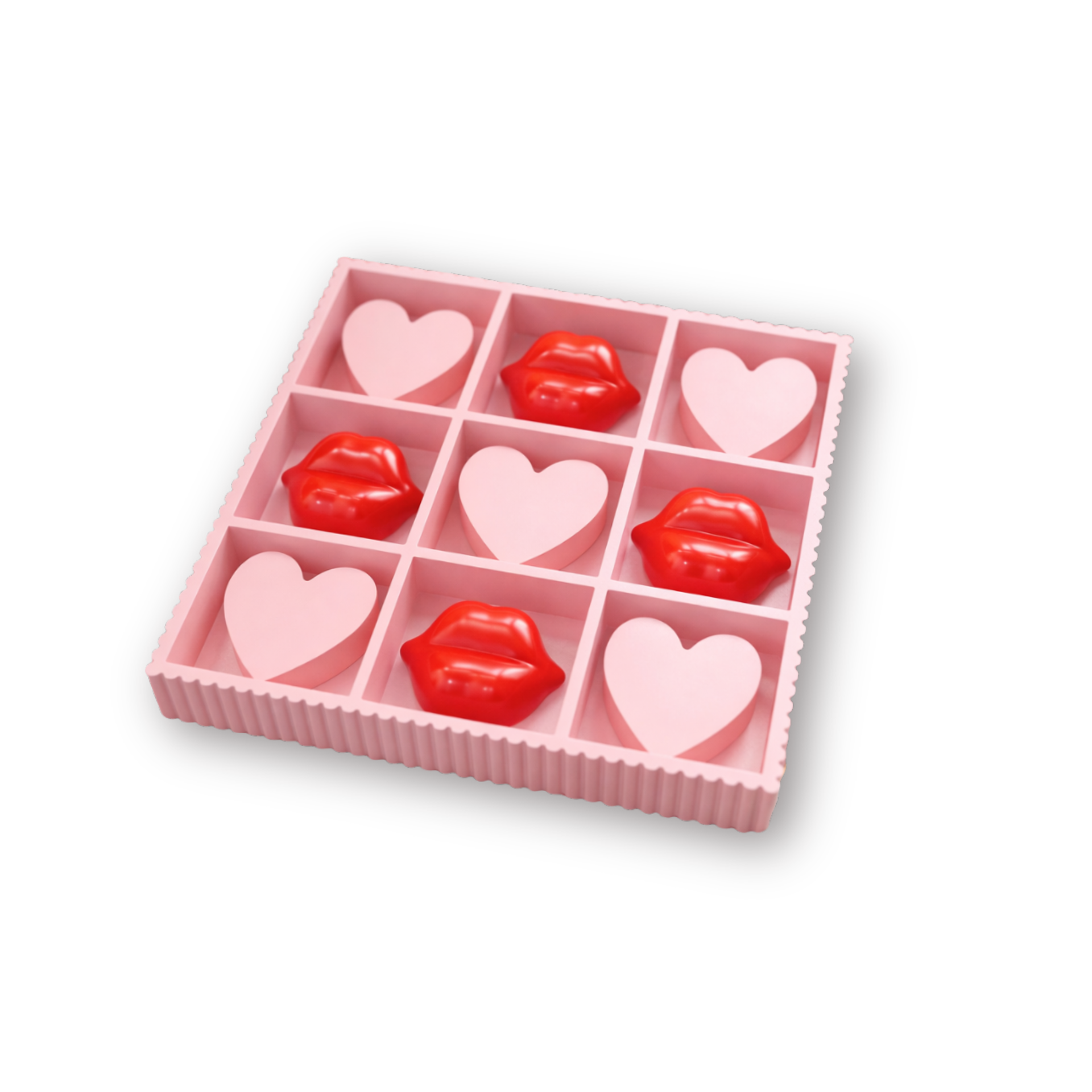 Decoratie Spel - Boter Kaas en Eieren Hart en Lip - Roze/ Rood - 33x33x5cm