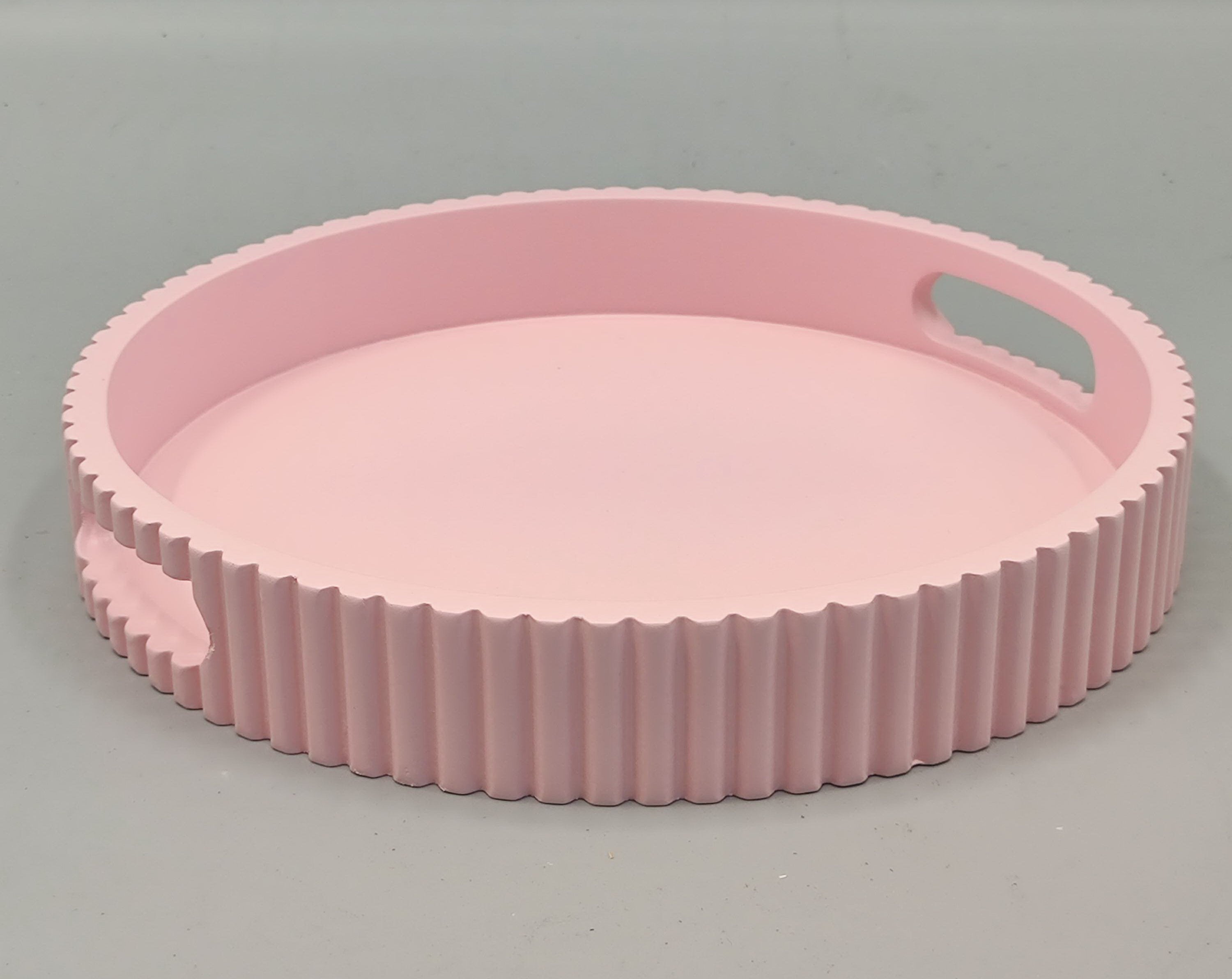 Dienblad - Met Geribbelde Rand - Lichtroze - 25.5x4x25.5cm