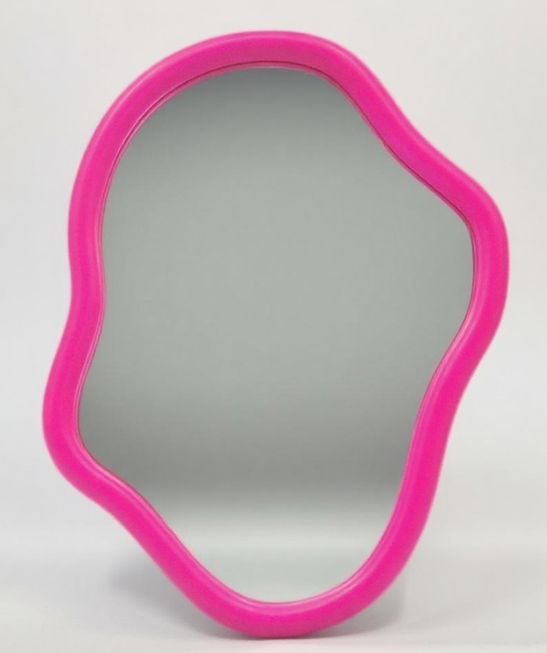 Spiegel - Wand Spiegel Organische Vorm - Fluor Roze - 30x40cm