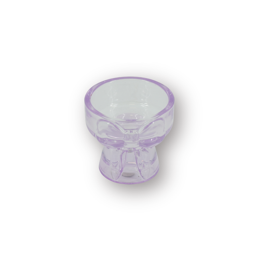 Kaarshouder - Kandelaar en Waxinelichthouder Strik - Glas - Lila - 7,5x6,5 cm