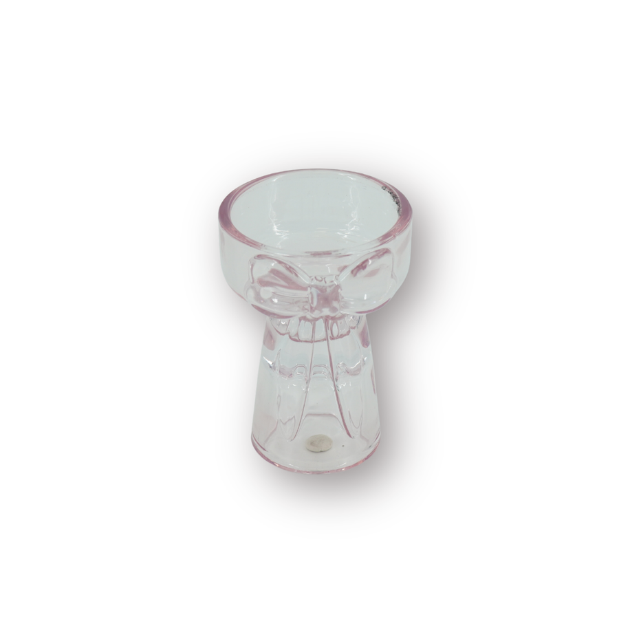 Kaarshouder - Kandelaar en Waxinelichthouder Strik - Glas - Roze - 7,5x9,5 cm