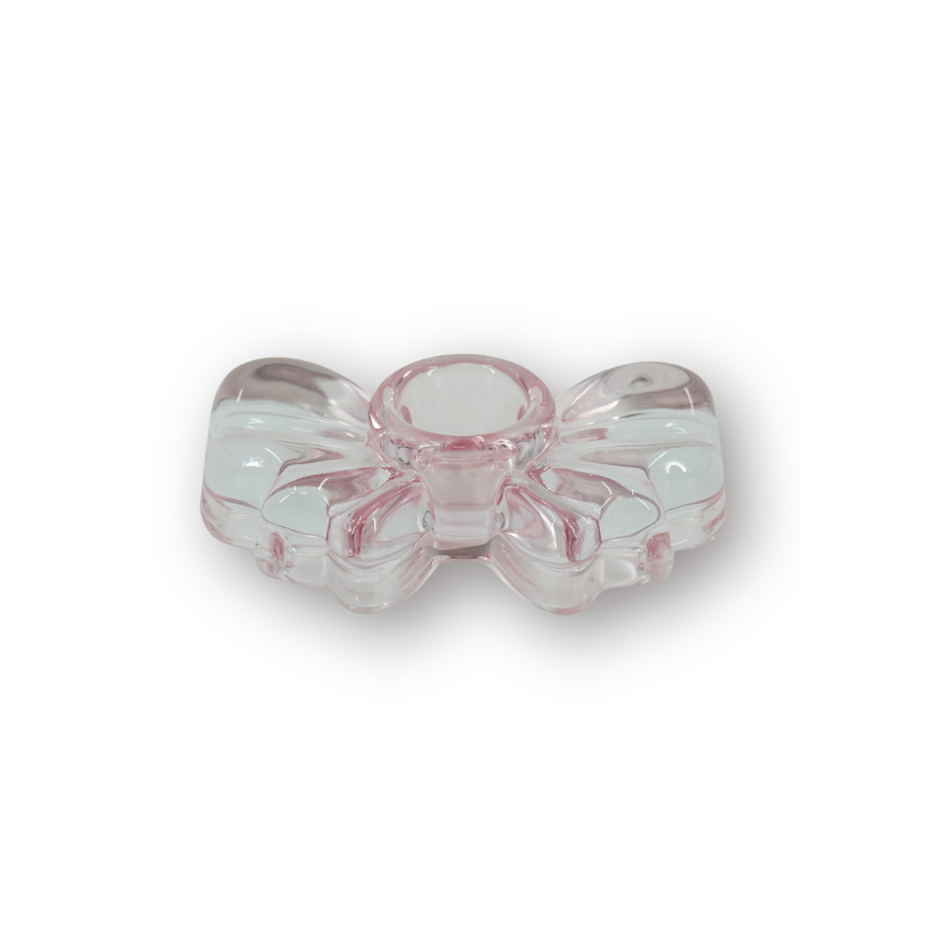 Kaarshouder - Kandelaar Strik - Glas - Roze - 9,5x6,5x2,5 cm