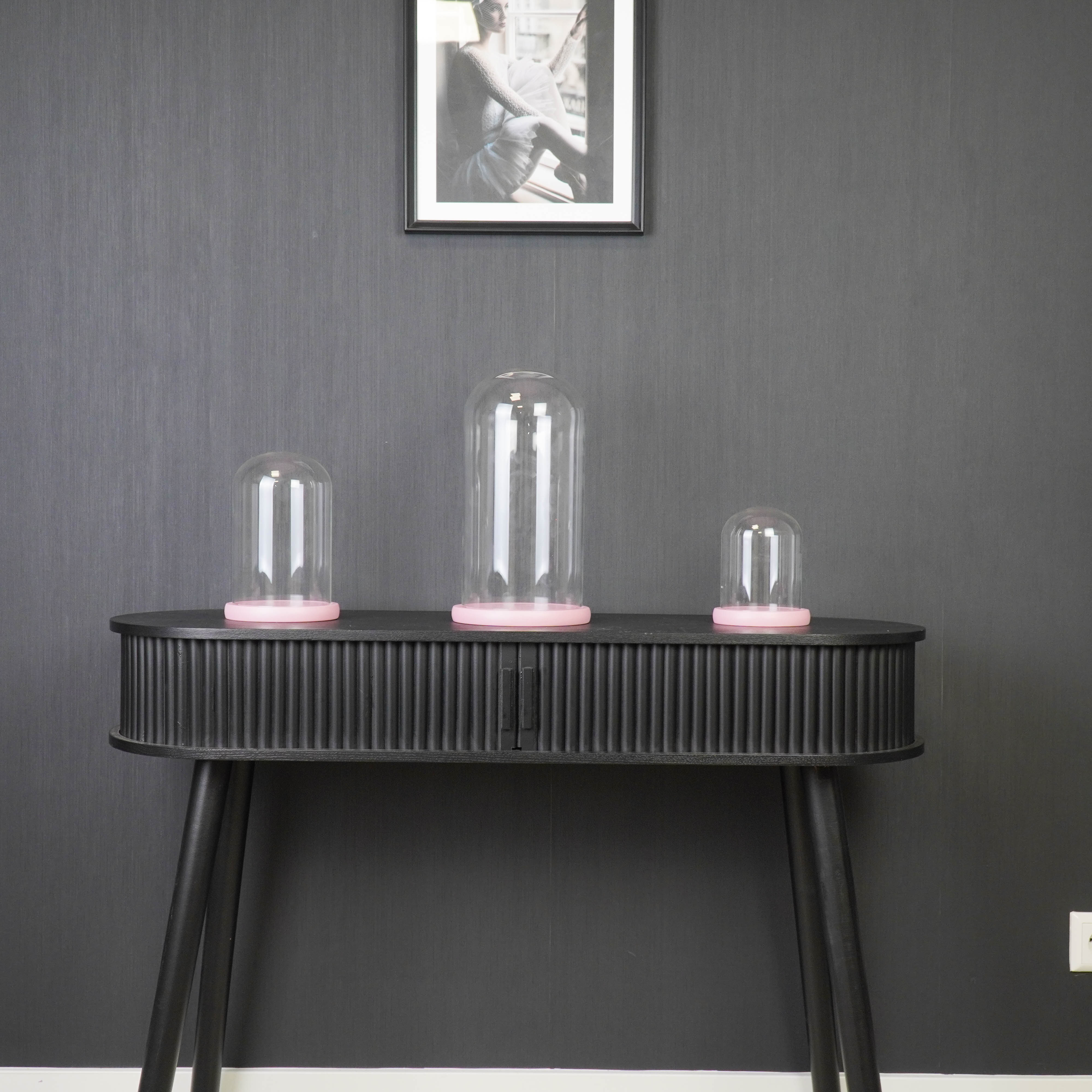 Stolp - Glas/Hout - Licht Roze - 14x14x22 cm