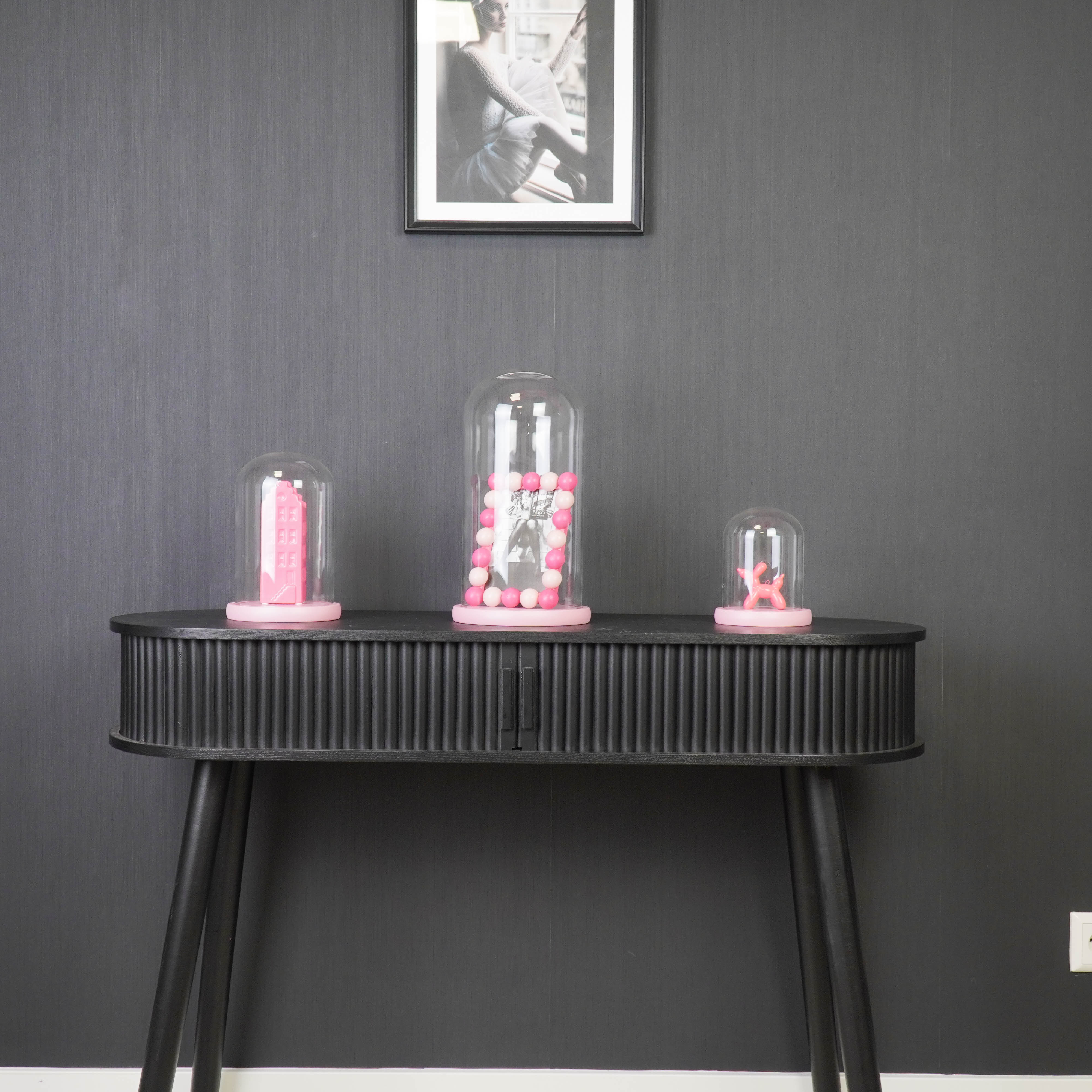 Stolp - Glas/Hout - Licht Roze - 14x14x22 cm