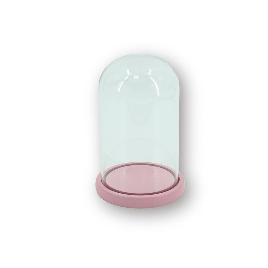 Stolp - Glas/Hout - Licht Roze - 14x14x22 cm