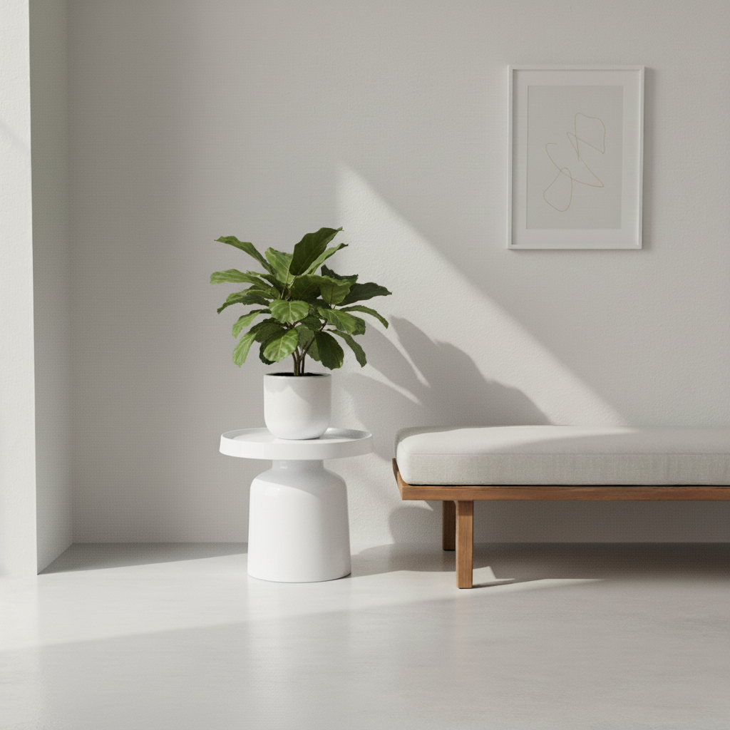 Bijzettafel - Pion - Wit - Metaal - 43x42cm