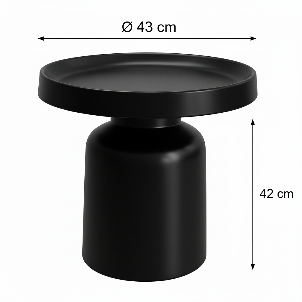 Bijzettafel - Pion - Zwart - Metaal - 43x42cm