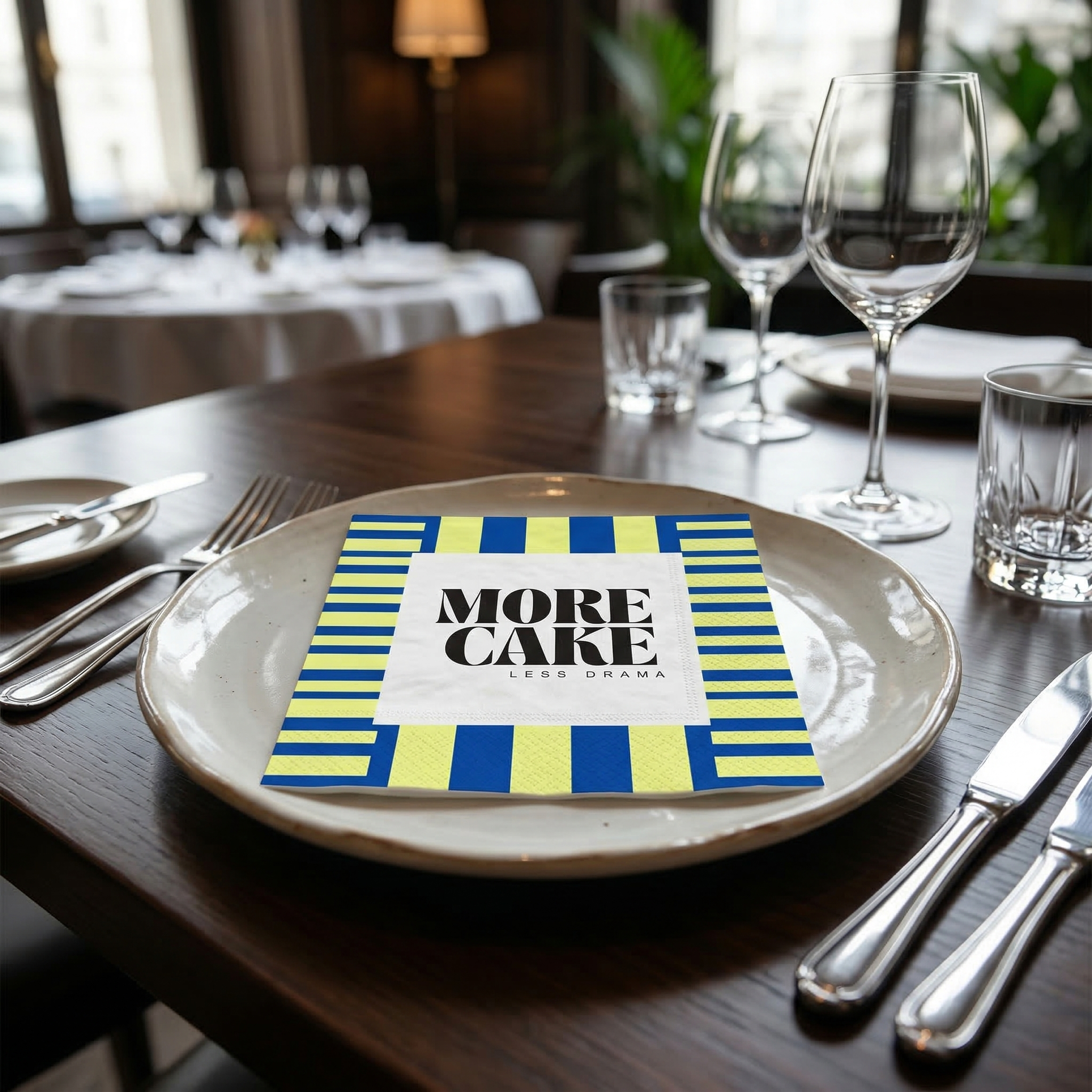 Papieren Servetten - "More Cake" - Blauw/Groen - 3-Laags - FSC - 33x33 cm  - 20 Stuks