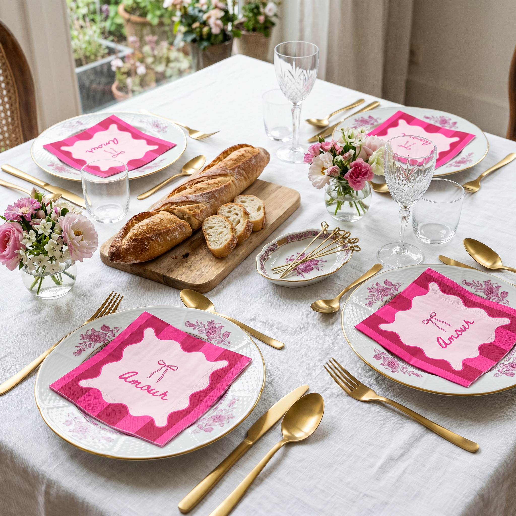Papieren Servetten - "Amour" - Rood/Roze - 3-Laags - FSC - 33x33 cm  - 20 Stuks