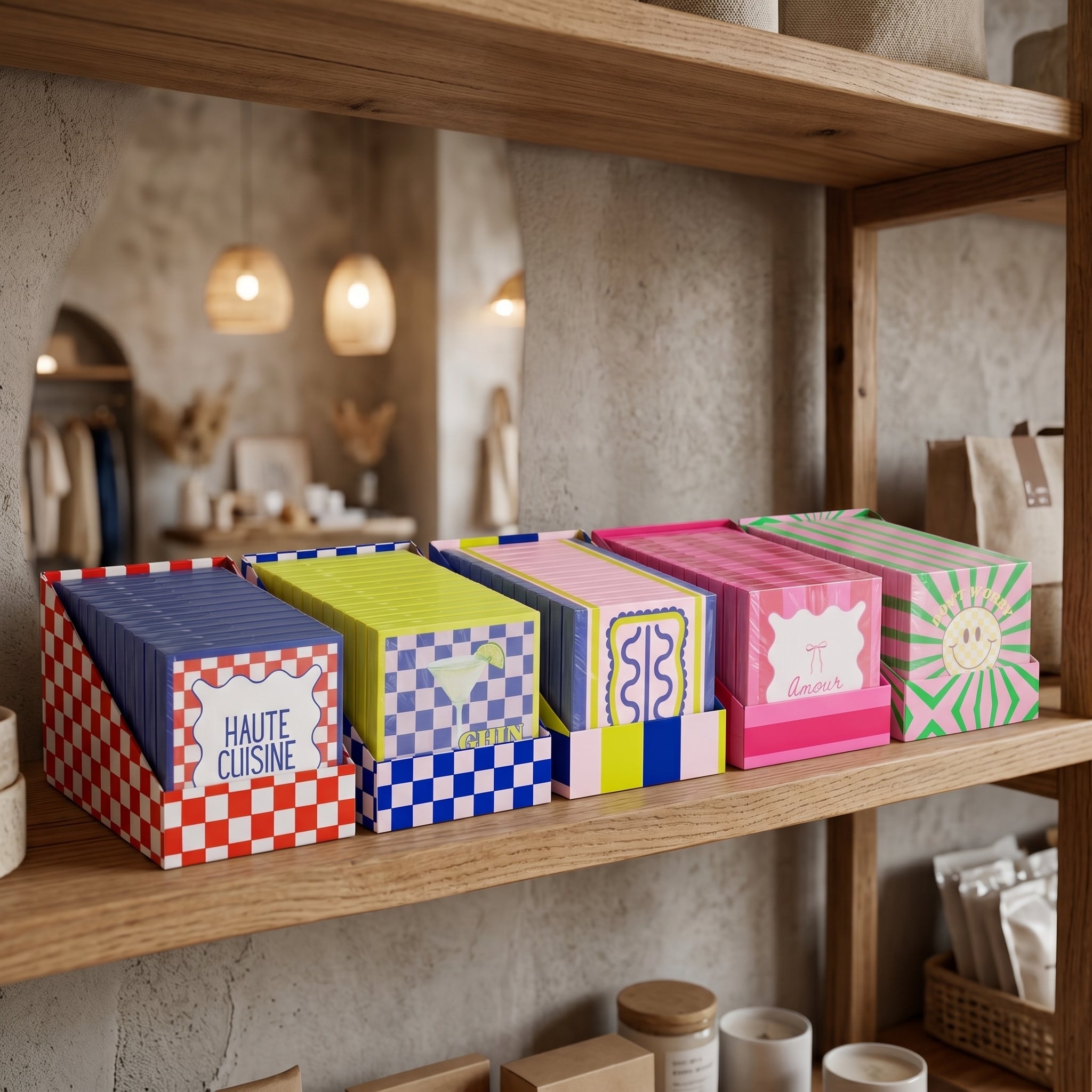 Papieren Servetten - "Haute Cuisine" - Rood/Blauw/Lichtroze - 3-Laags - FSC - 33x33 cm  - 20 Stuks