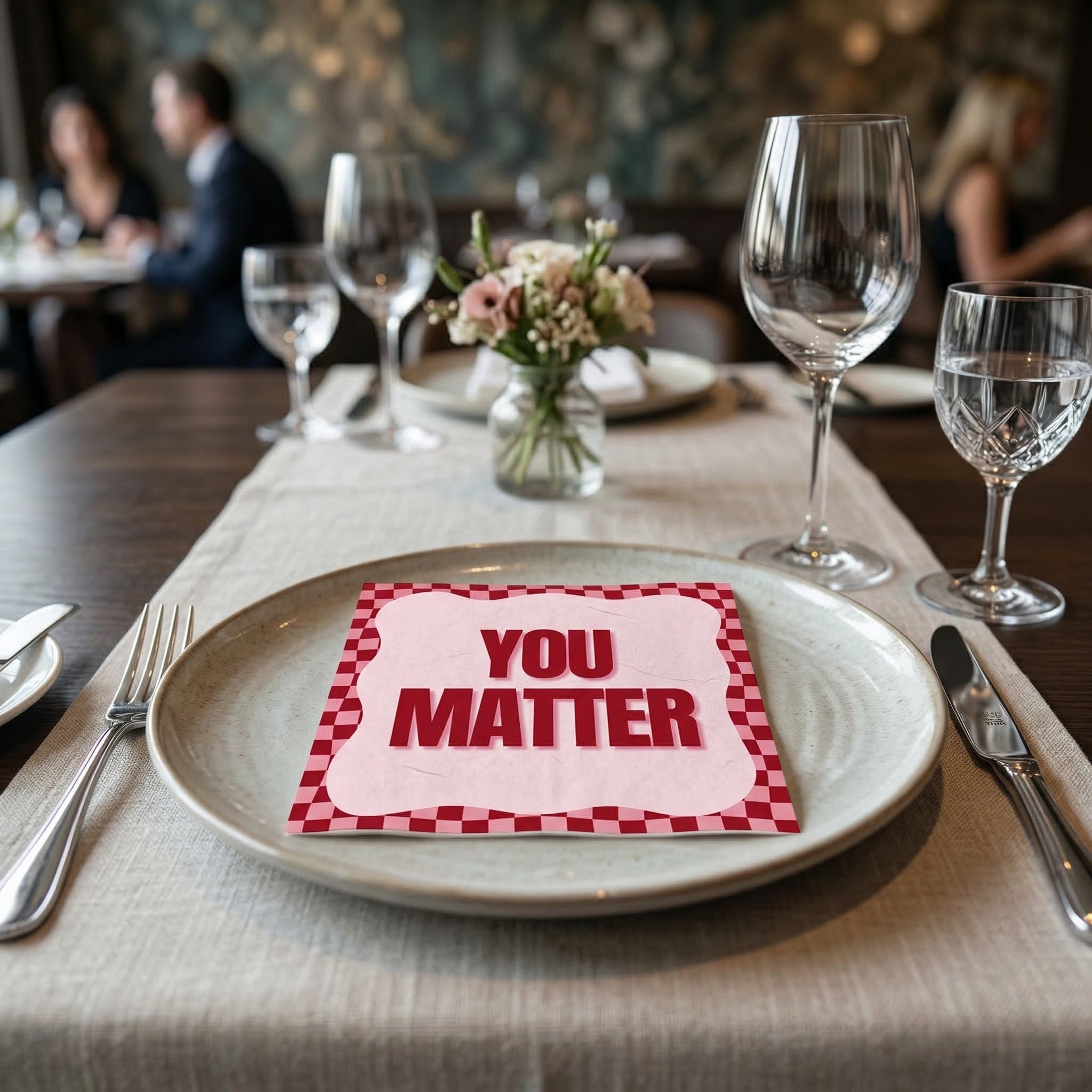 Papieren Servetten - "You Matter" - Roze/Rood - 3-Laags - FSC - 33x33 cm  - 20 Stuks