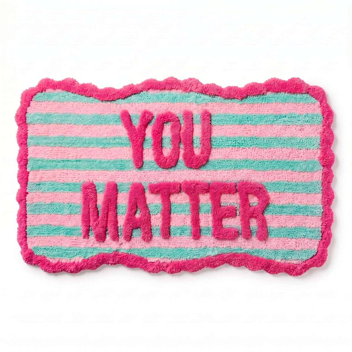 Badmat - You Matter - Katoen/ Polyester - Roze/ Mint-  80x50x1 cm