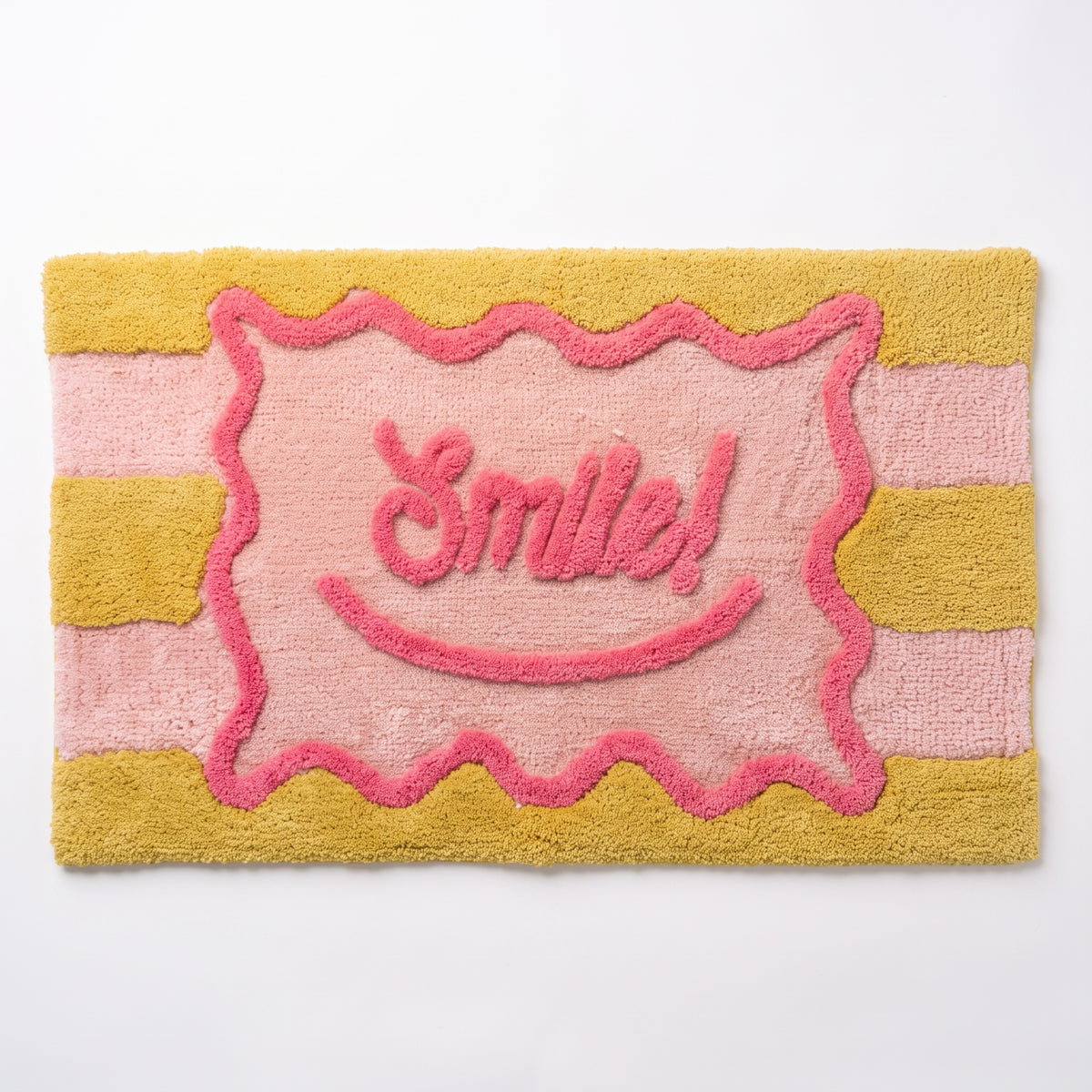 Badmat - Smile- Katoen/ Polyester - Roze/ Geel-  80x50x1 cm