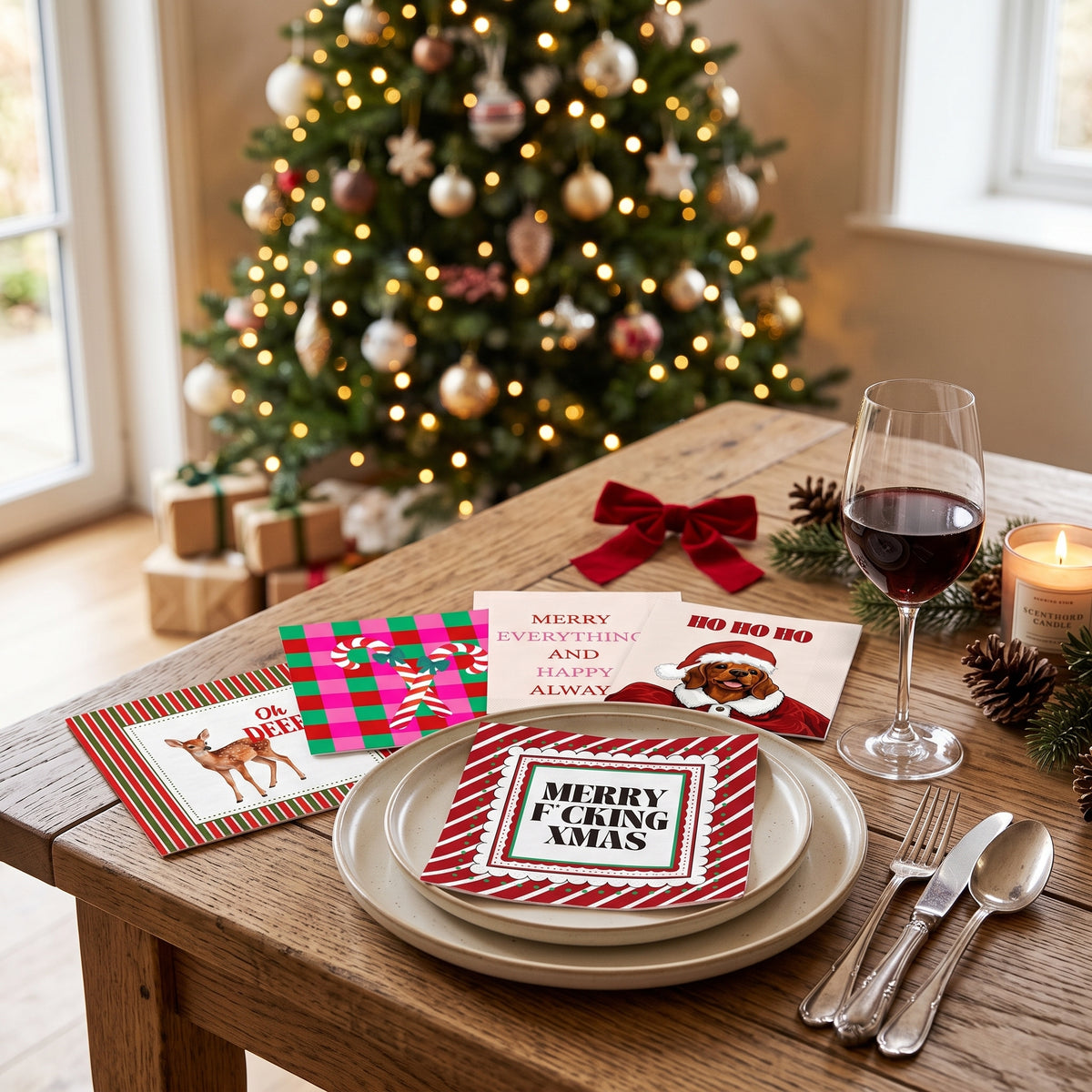 Housevitamin Kerstservetten Set – 5 Designs – 3-Laags – 20 Stuks per Pak – Papieren Servetten Kerst