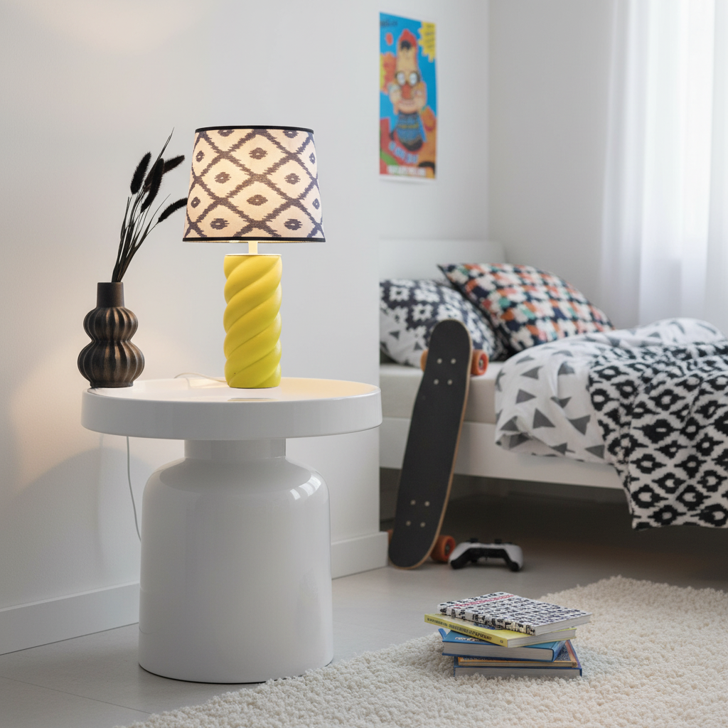 Tafel lamp - Gedraaide Spek- Keramiek-  Geel - E27- 12x12x28cm