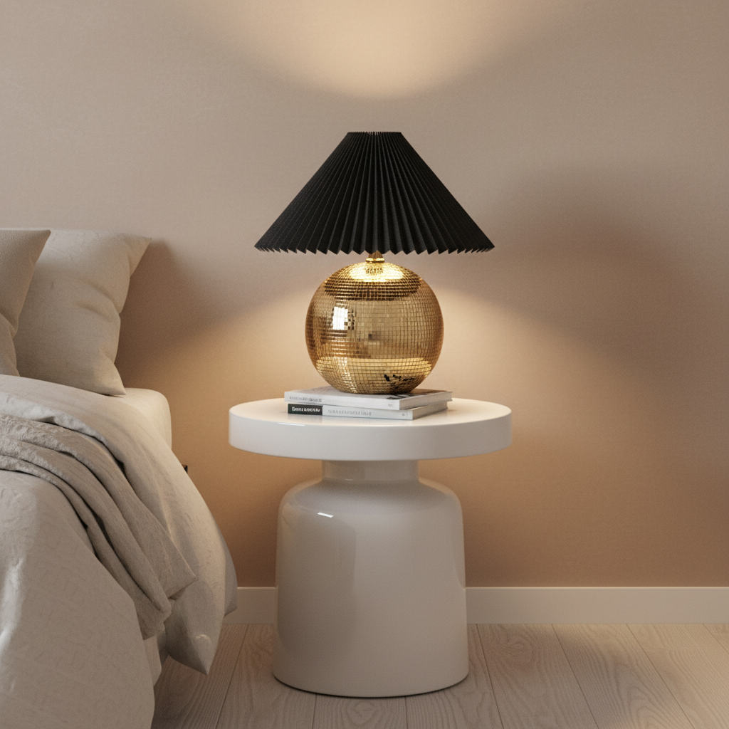 Tafel lamp - Disco Bol - Glas - Goud - 20x20cm