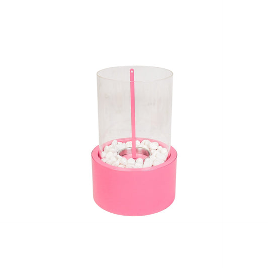 Tafel Haard - Rond - Metaal/Glas - Roze - 18x18x26,5cm