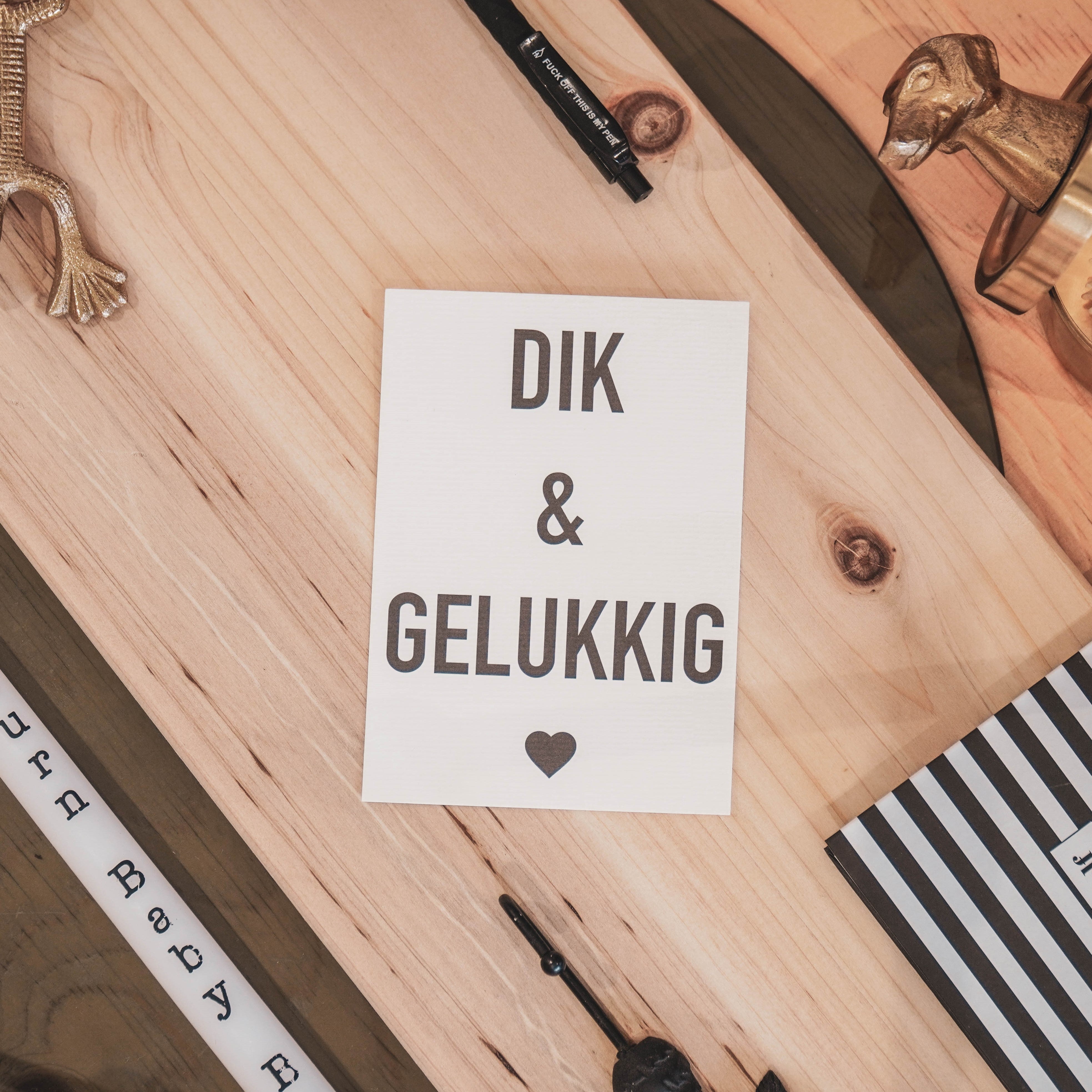 Ansichkaart - Dik & Gelukkig - Papier - Set van 5 - A6