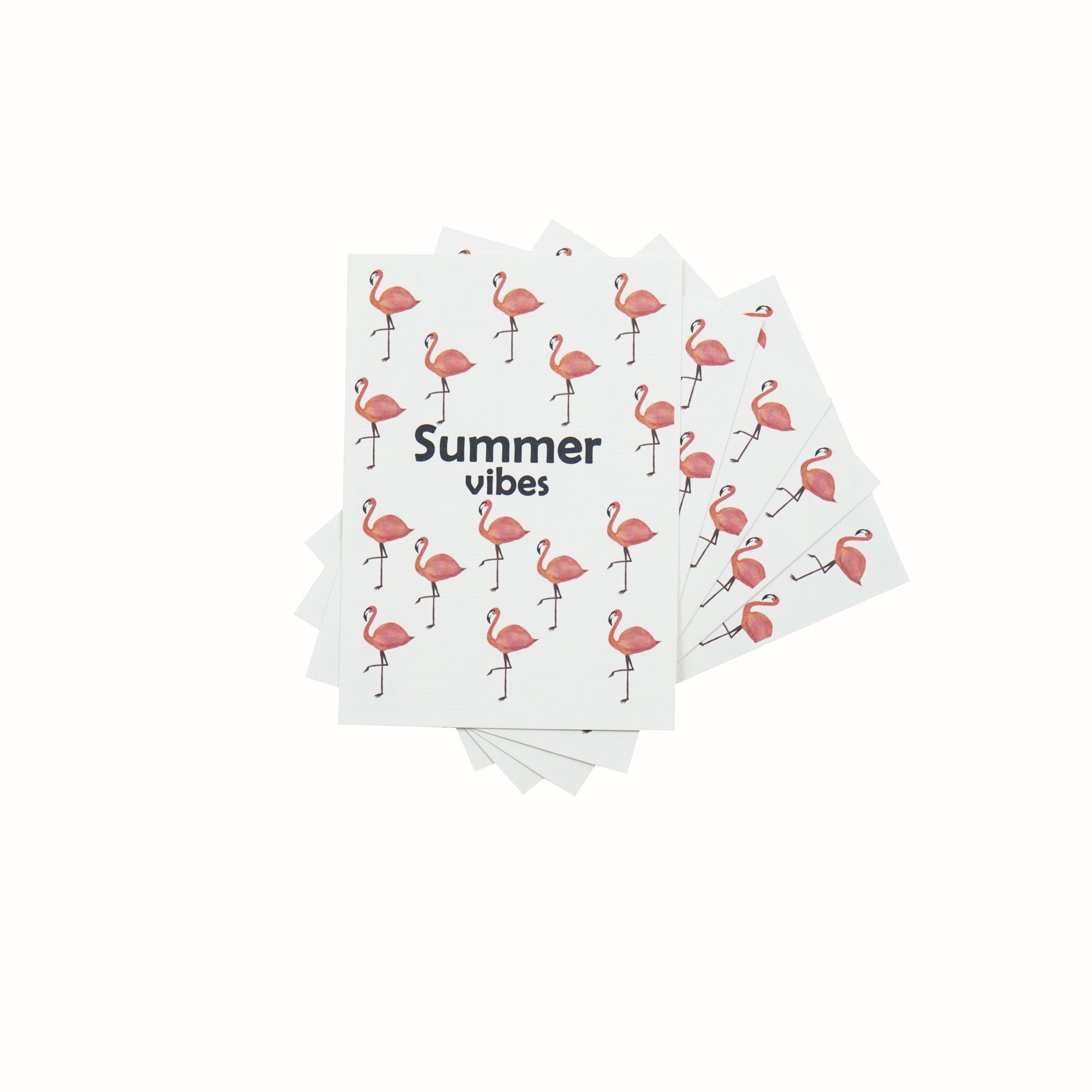 summer vibes kaart met flamingo's