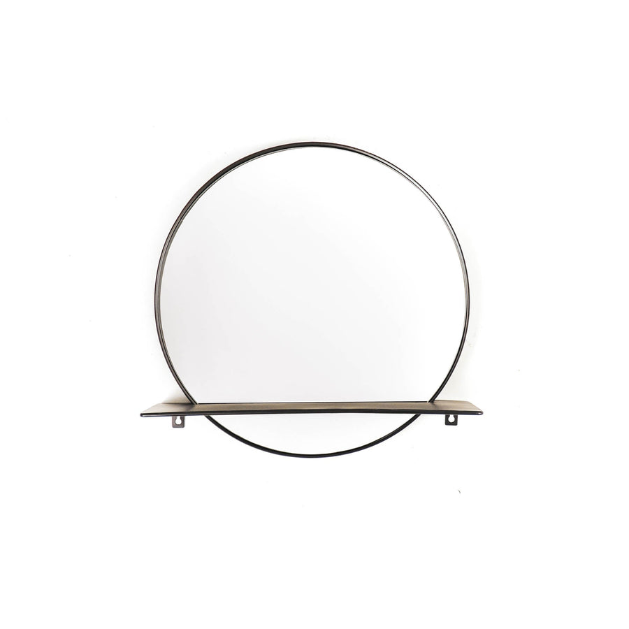 Housevitamin Ronde Spiegel met Plank- Zwart - Ø40cm