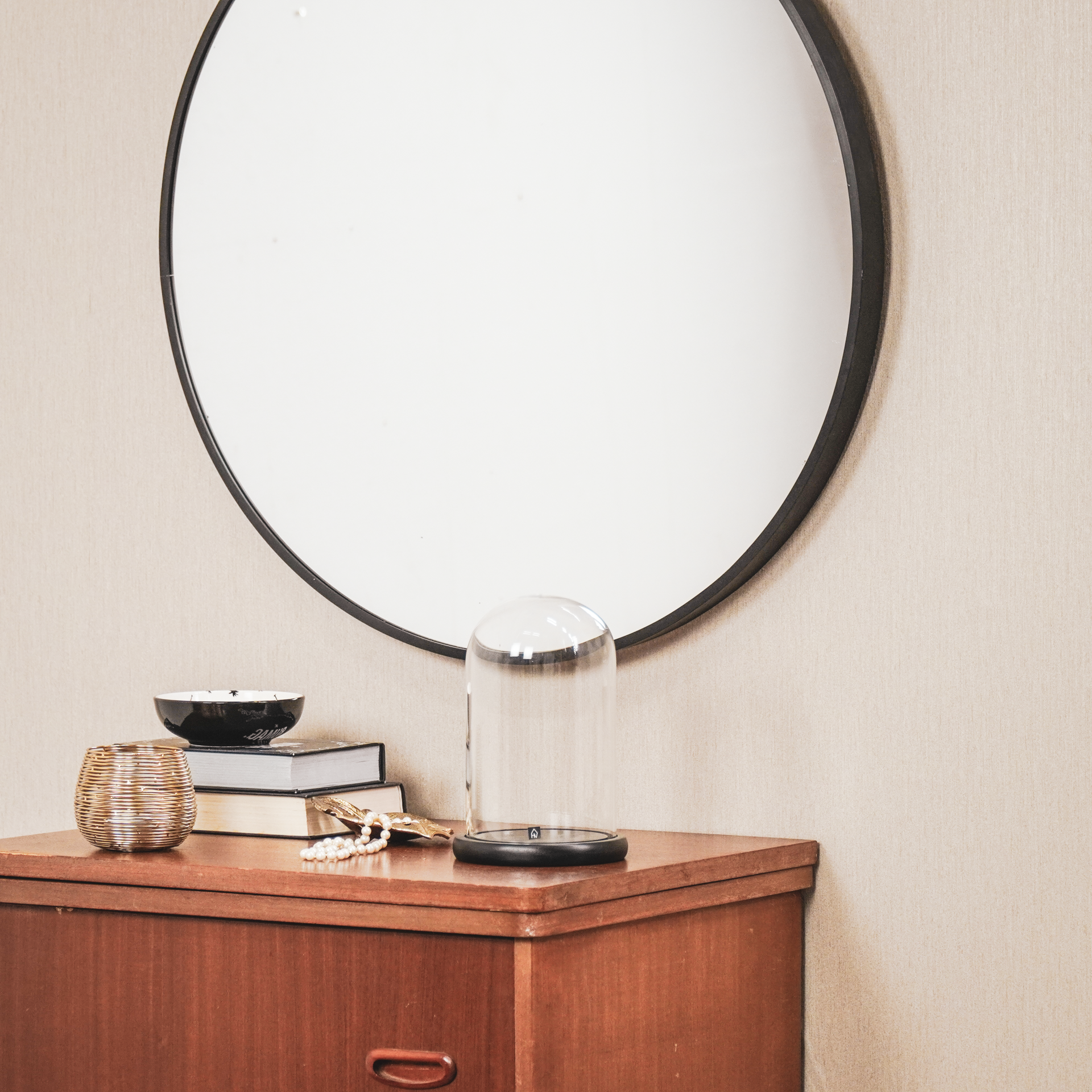 Stolp - Glas/Hout - Zwart - 14x14x22 cm