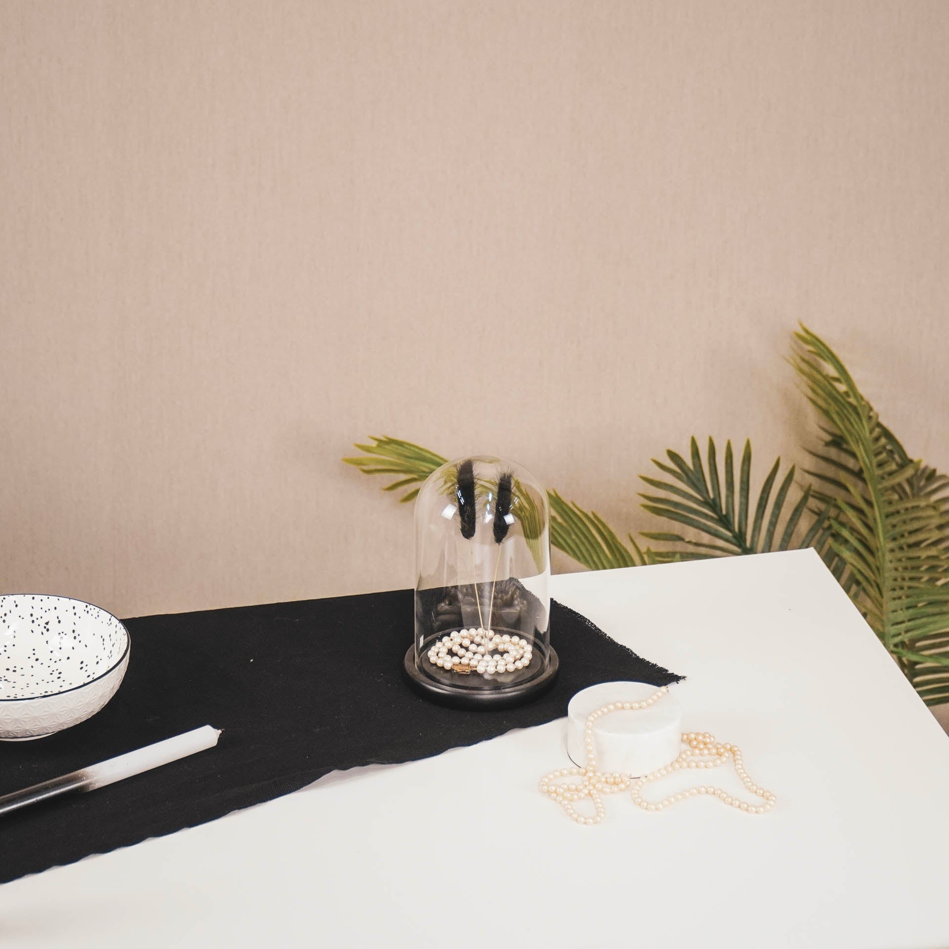 Stolp - Glas/Hout - Zwart - 14x14x22 cm